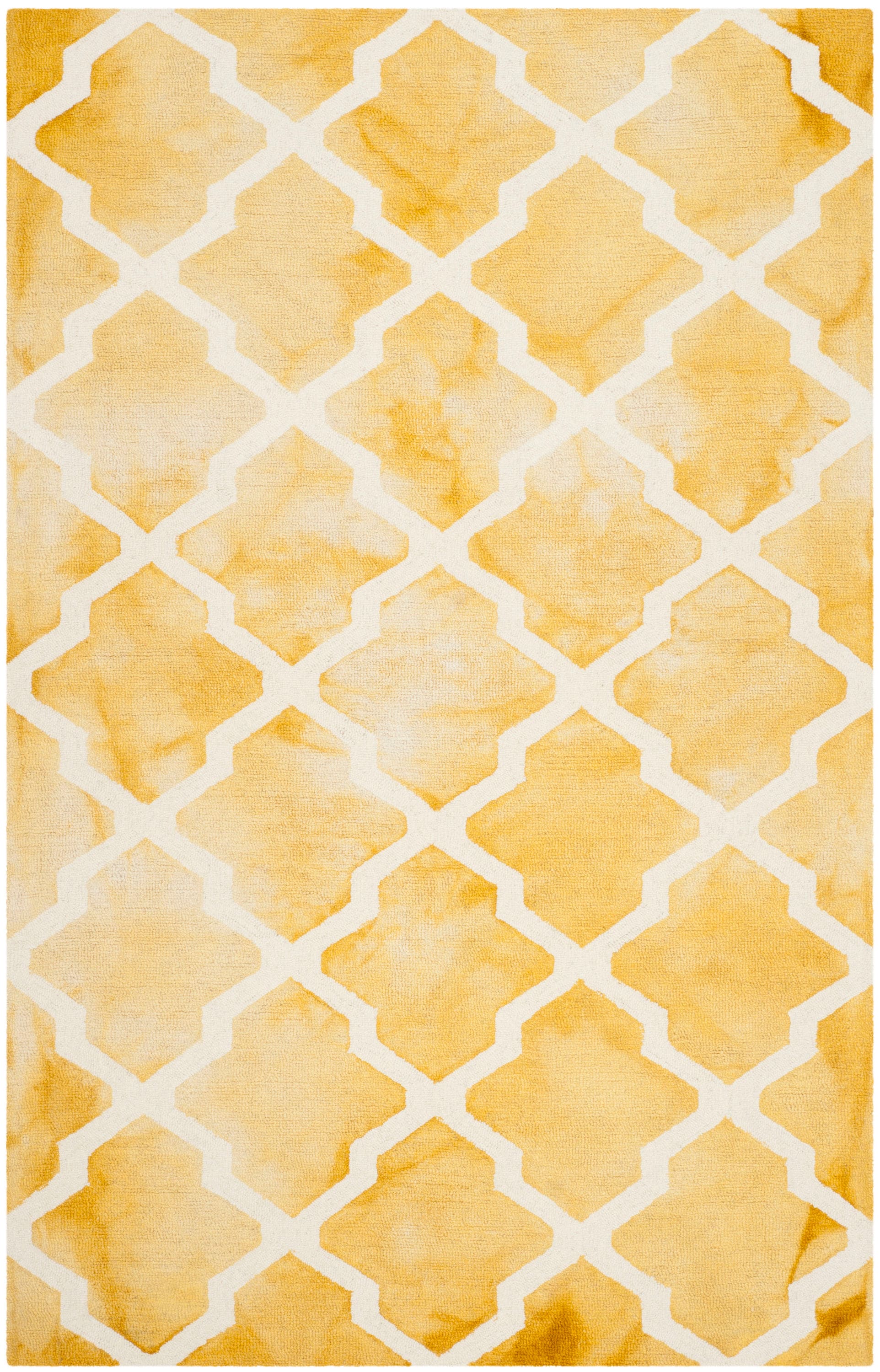 Safavieh DDY540H-5 Dip Dye Pamala 5 x 8 (ft) Tufted Wool Gold/Ivory Rectangular Indoor Geometric Bohemian/Eclectic Area rug