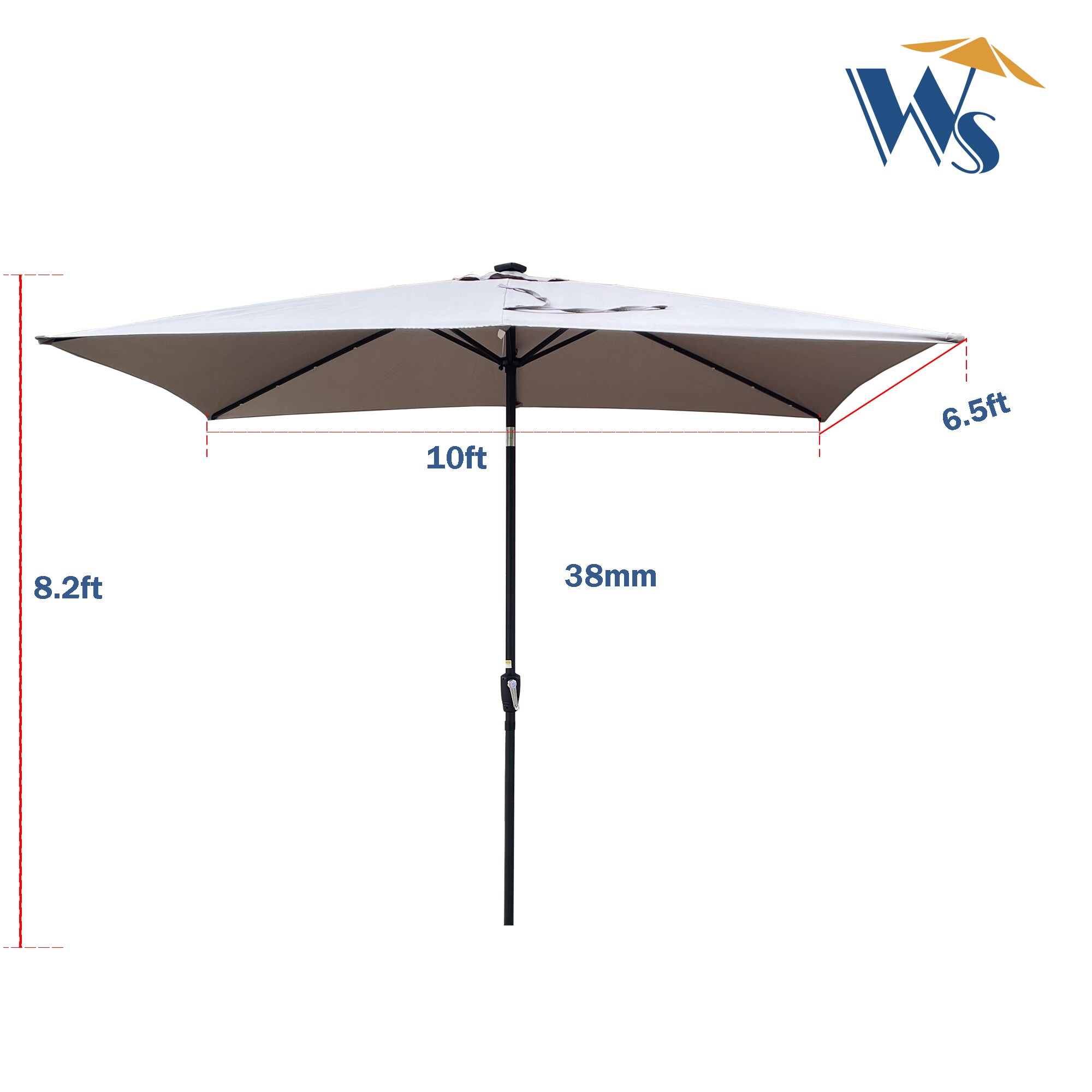 Damerin 10 X 6.5 Ft Medium Gray Umbrella In The Patio Umbrellas 