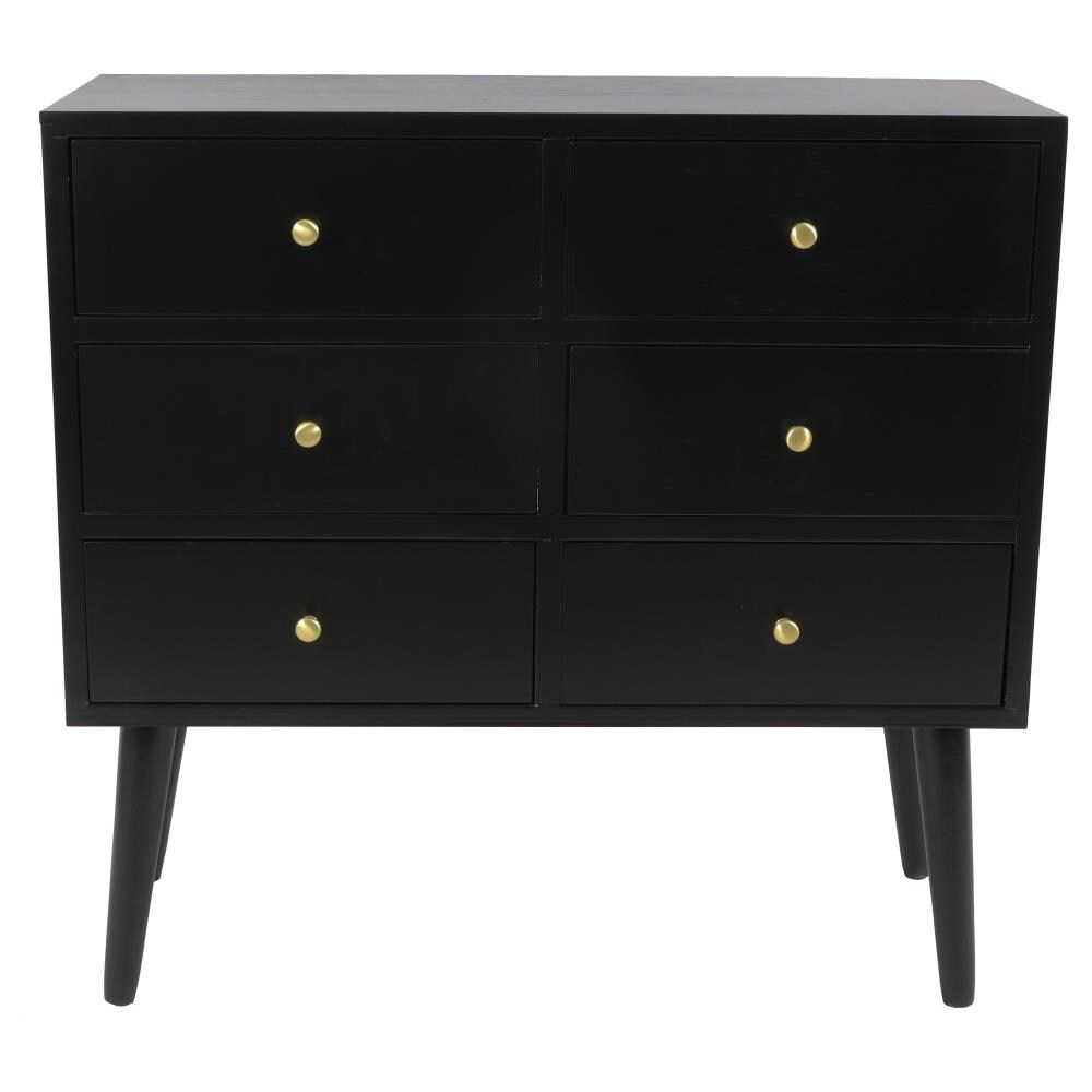 Decor Therapy FR8860 Mid Century Black 6-Drawer Accent Chest