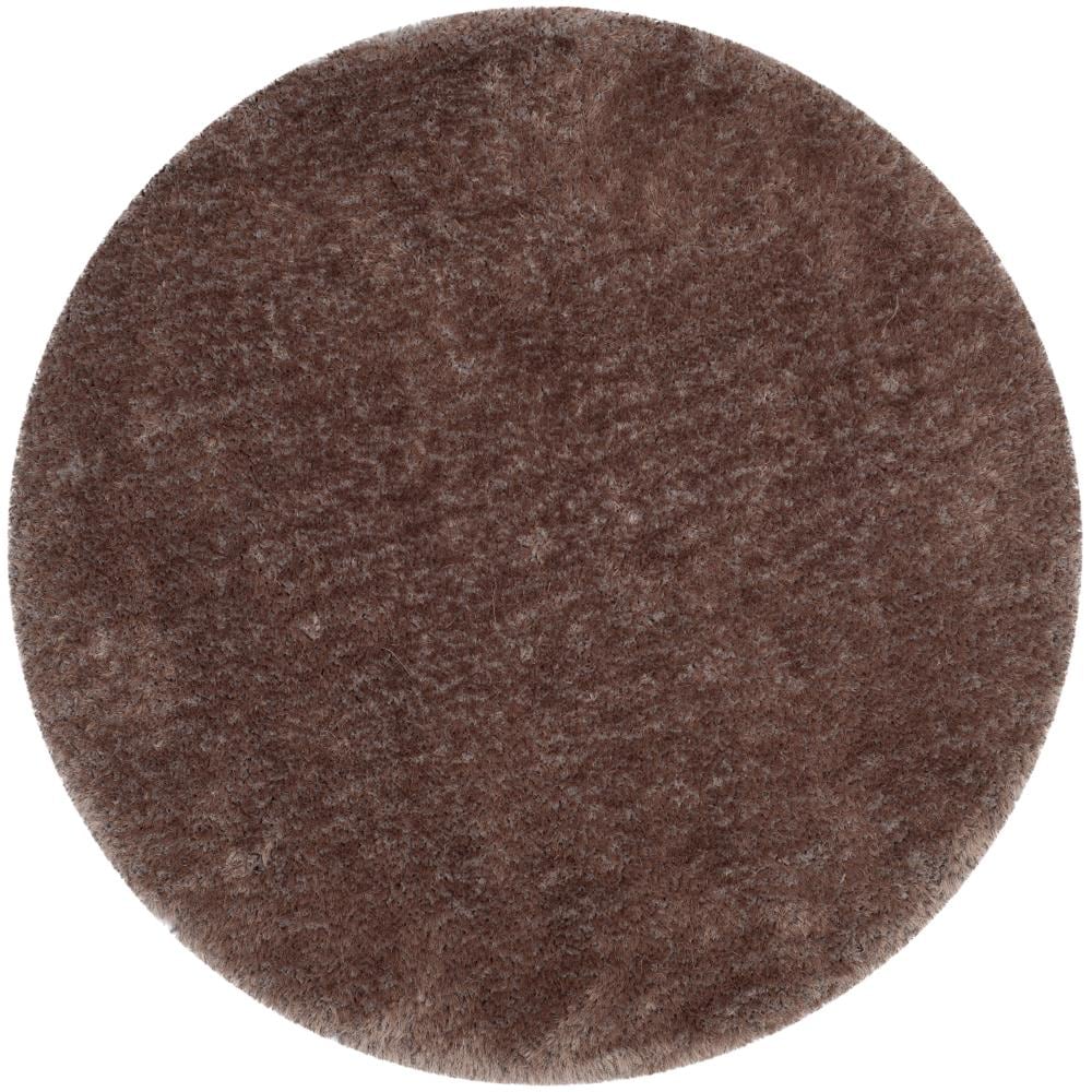 Safavieh SGX160D-6R Luxe Shag 6 x 6 (ft) Tufted Polyester Brown Round Indoor Solid Area rug