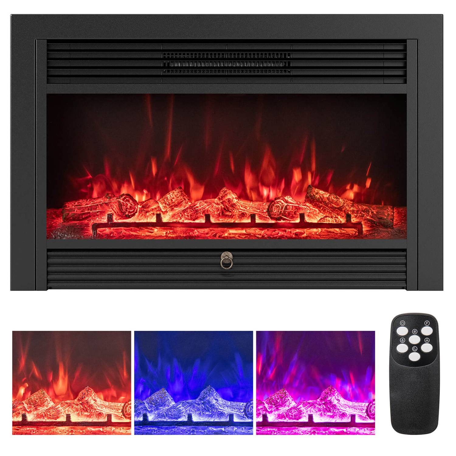 Costway CSHY001473 33 inches Electric Fireplace Insert 750W Recessed Fireplace Heater with Remote Control