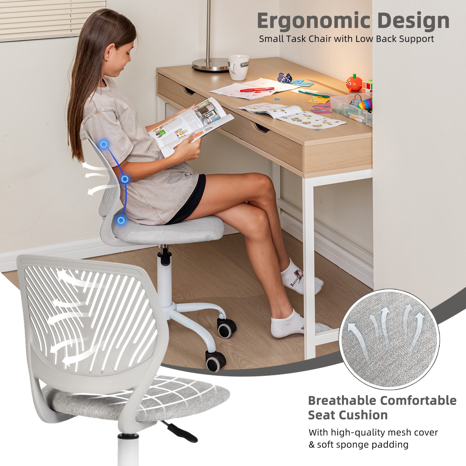 Homy Casa CARNATION GREY VNEW Office-Chairs - View #4
