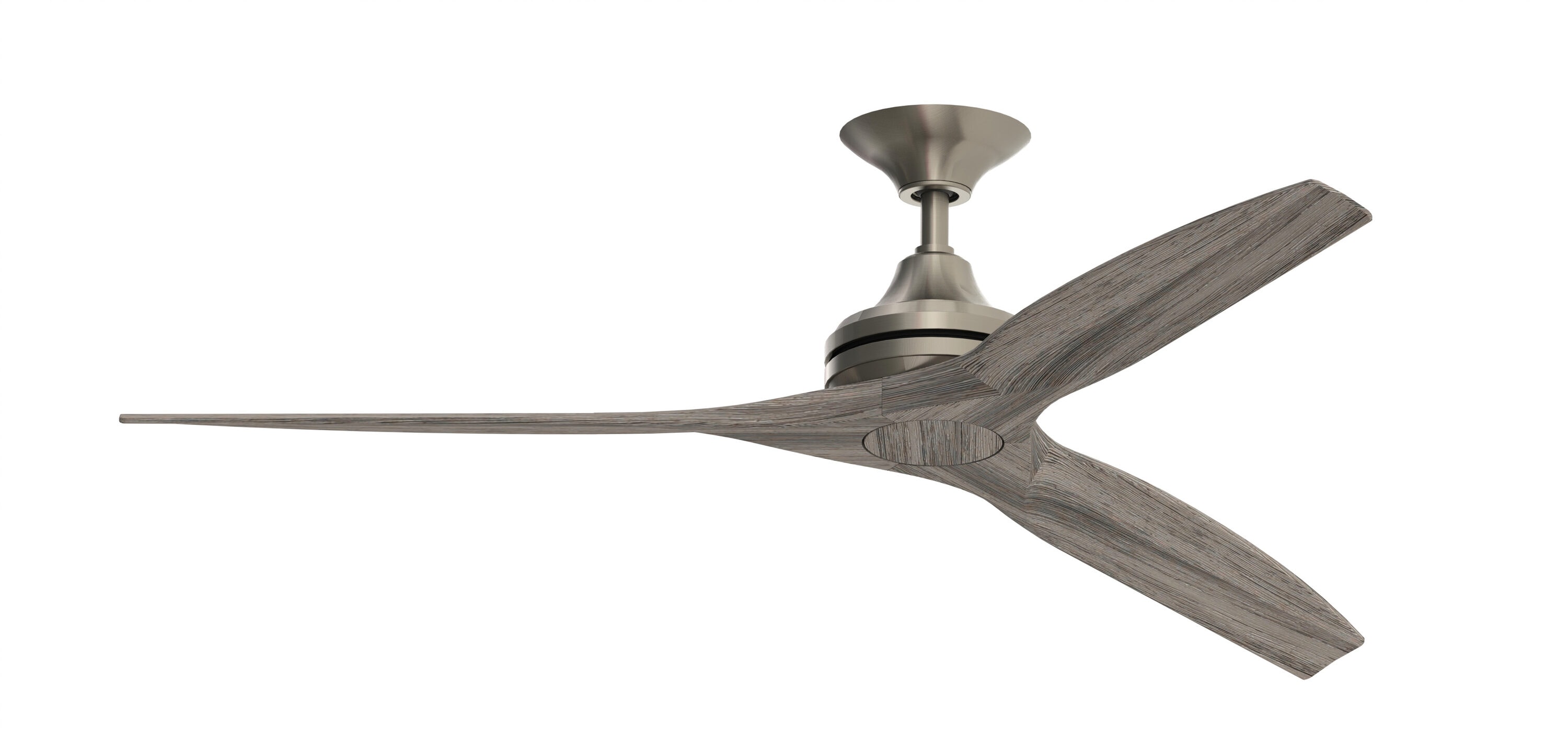 Fanimation FP6721BBN-60WE Spitfire 60-in Outdoor Brushed Nickel with Weathered Wood Blades Propeller Ceiling Fan Light Kit Compatible - Remote Included ( 3 -Blade )