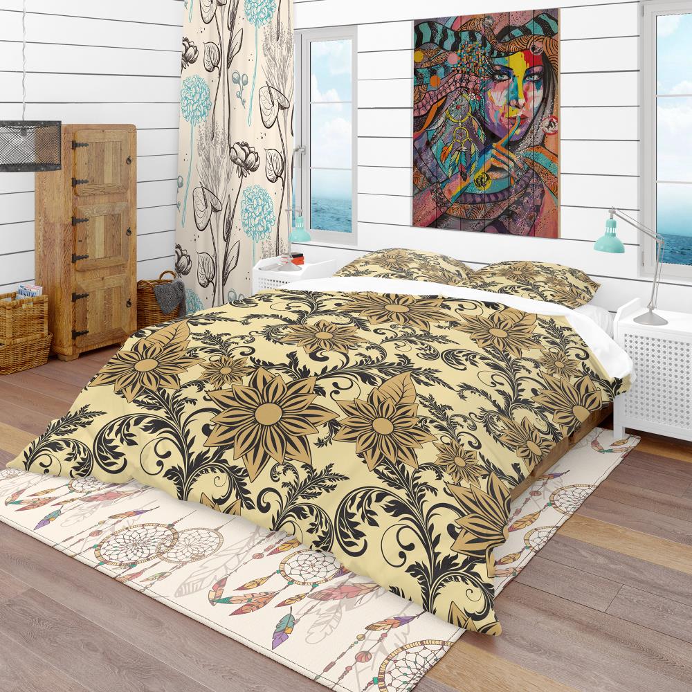 Designart BED18823-T 3 -Piece Yellow Twin Duvet cover Set
