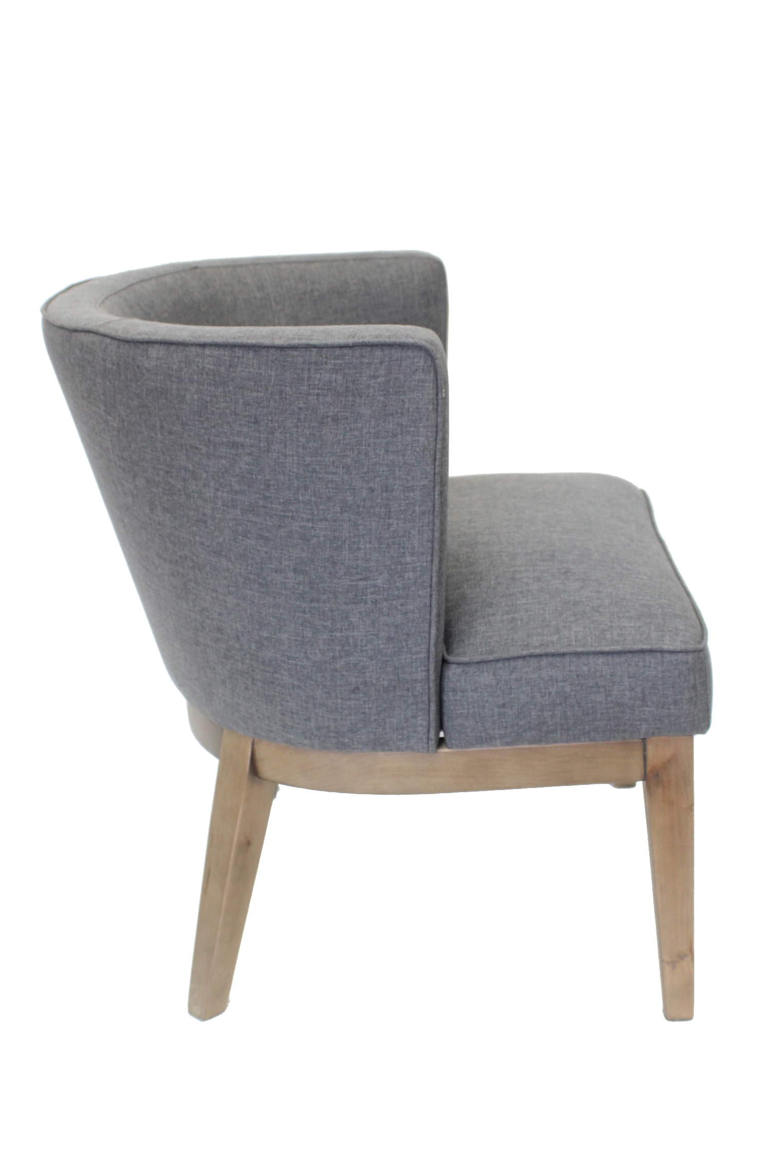 Elegant Slate Gray Barrel Accent Chair in Velvet and Wood