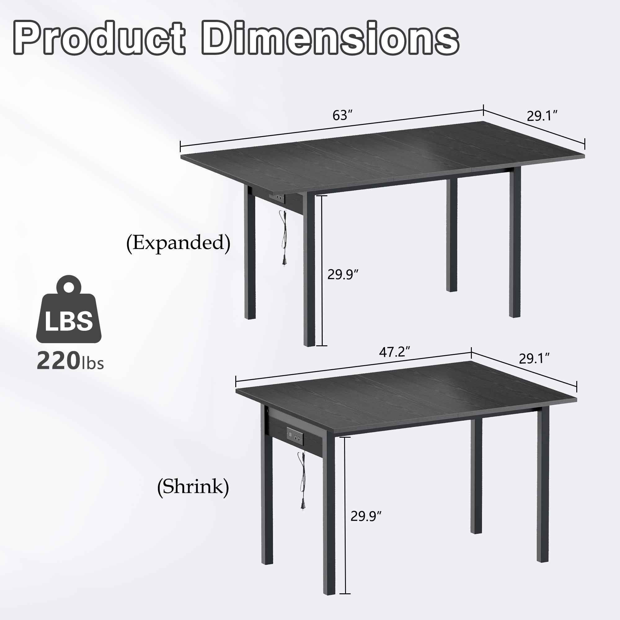 Vecelo LOE-AE-UP01-SETA-BLK Dining-Tables - View #3
