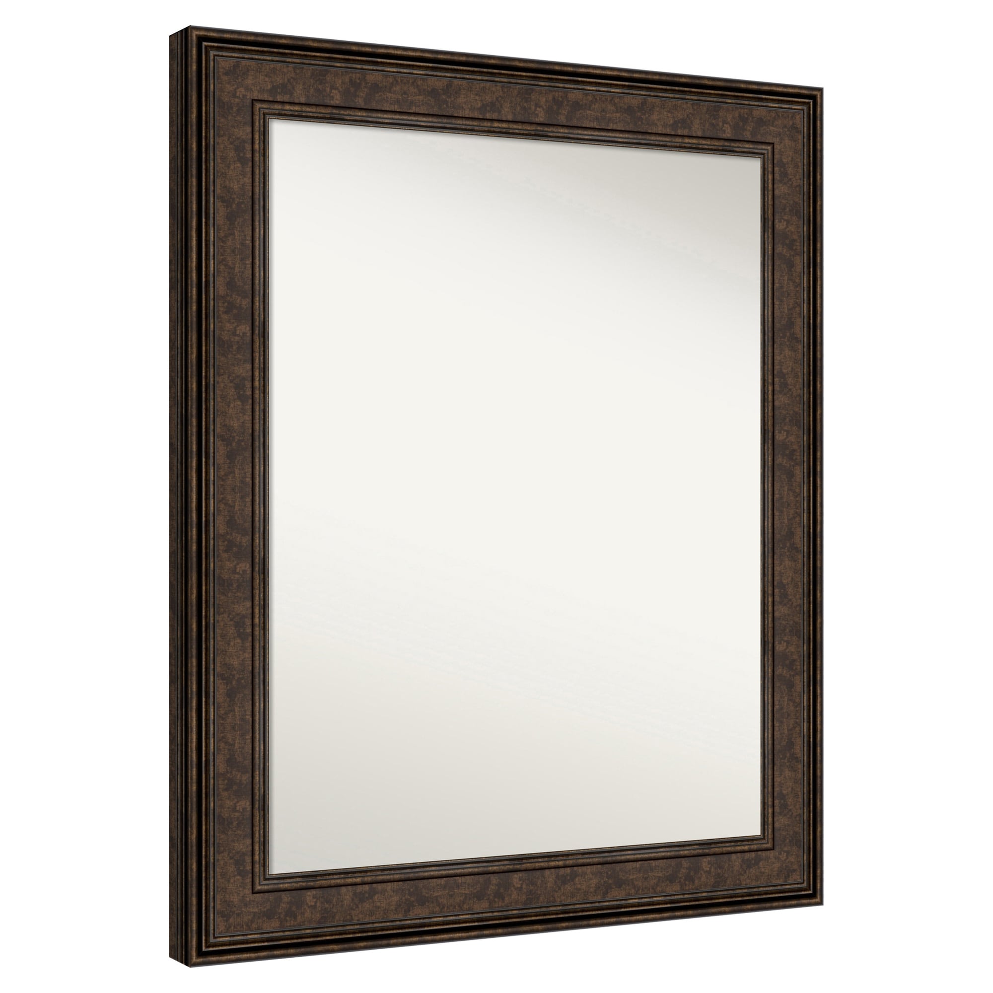 Amanti Art - Non-Beveled Mirror Ridge Bronze Framed Wood Bathroom Wall Mirror 33.75 x 27.75 in.