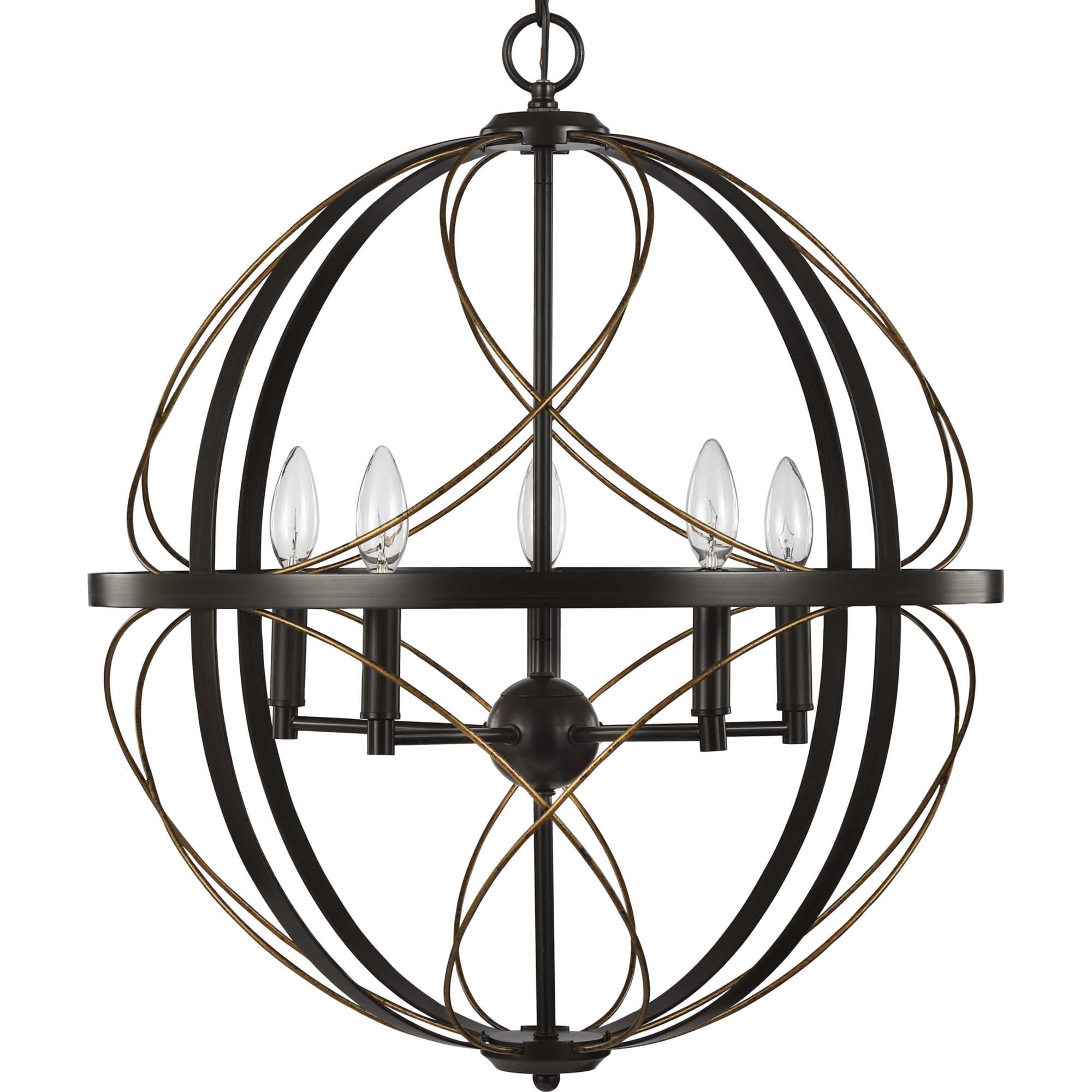 Brandywine Antique Bronze 5-Light Globe Pendant Chandelier