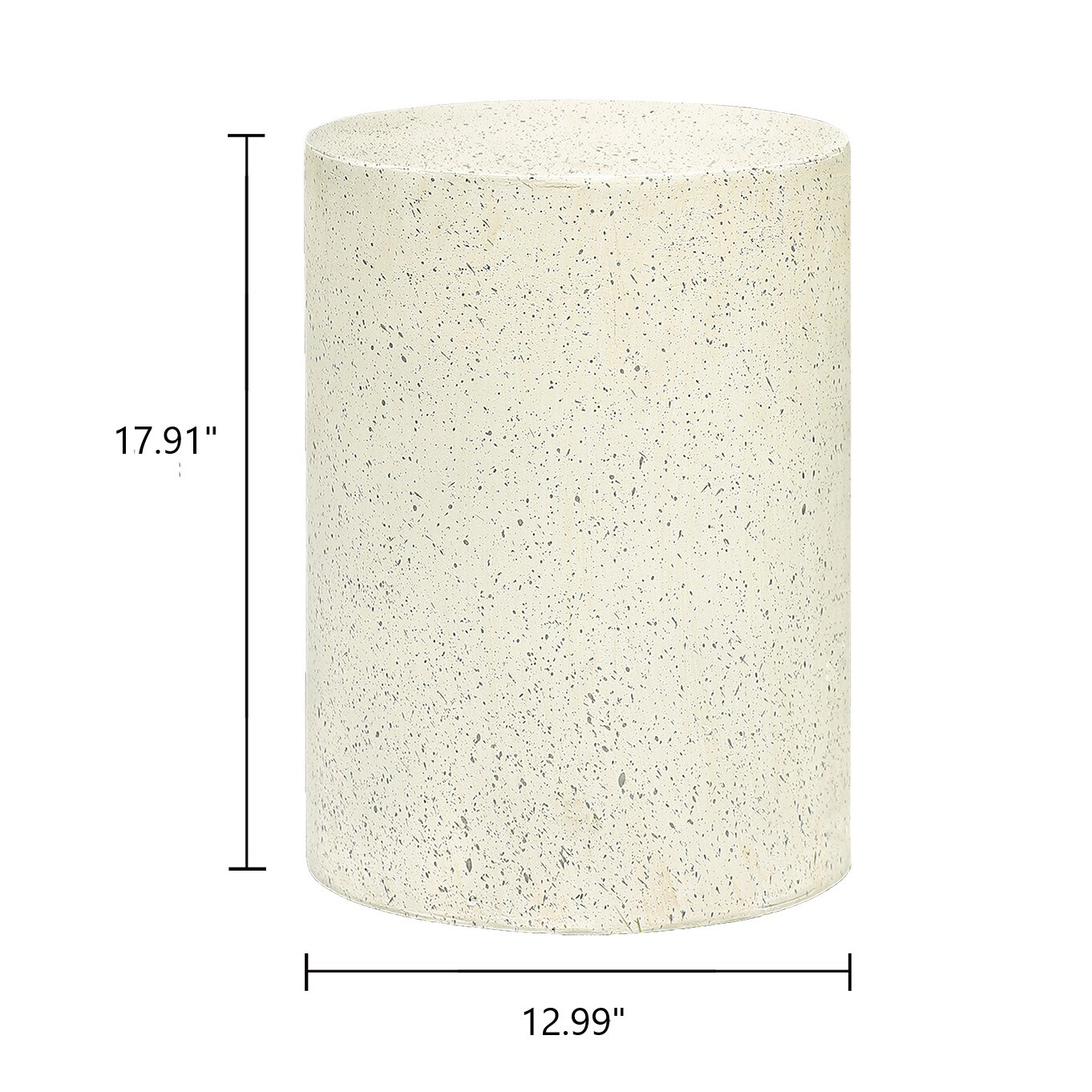 Off-White and Gray Speckled Cement Round Patio Side Table