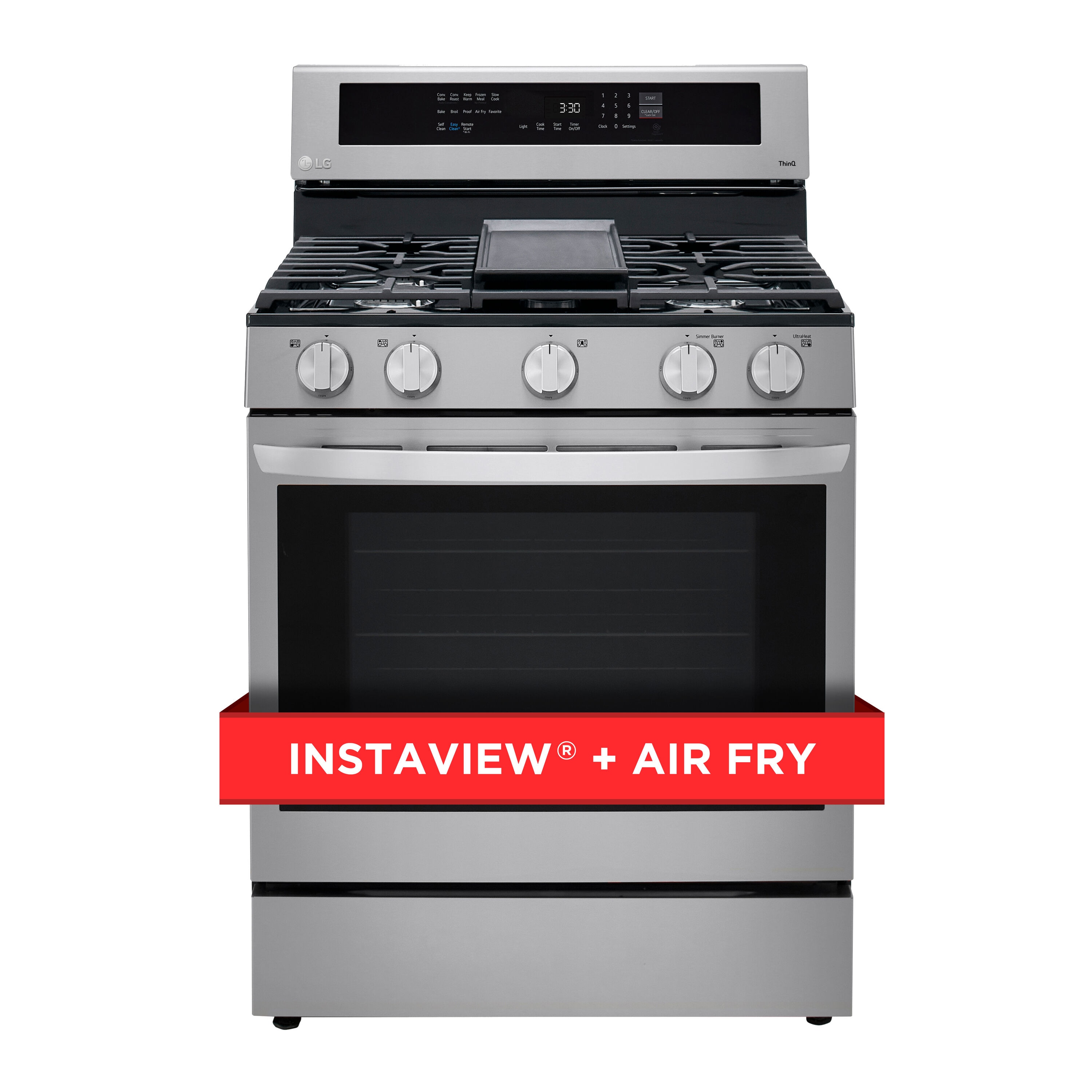 LG Instaview 30 in. 6.3 cu. ft. Smart Air Fry Convection Oven Slide-In Gas  Range with 5 Sealed Burners & Griddle - Stainless Steel