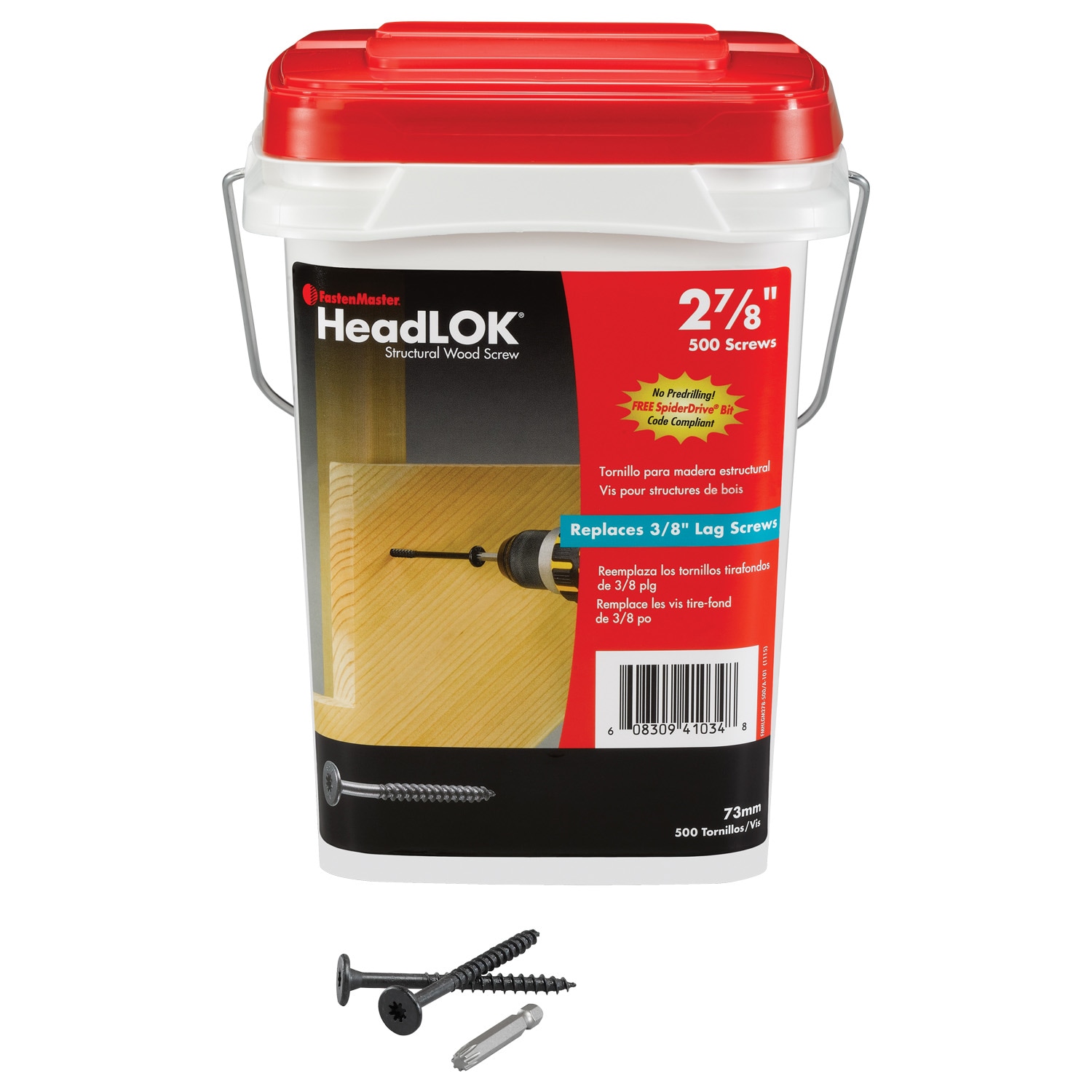 HeadLOK  by FastenMaster FMHLGM278-500 #0 x 2-7/8-in Black Ecoat Flat -Head Exterior Structural wood screws 500 -Pack