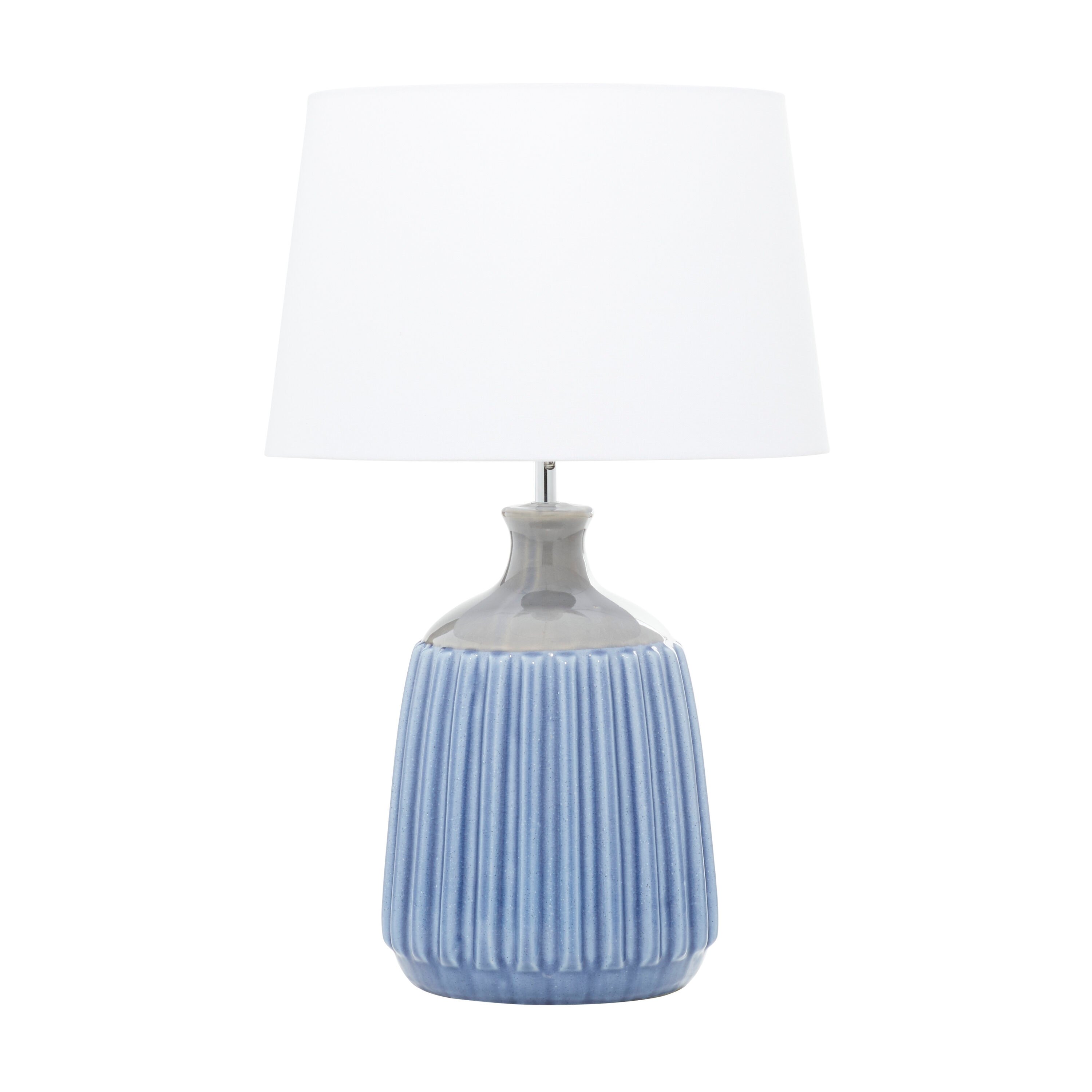 Grayson Lane 52388 23.5-in Blue Ribbed LED On/Off switch Table Lamp with Linen Shade