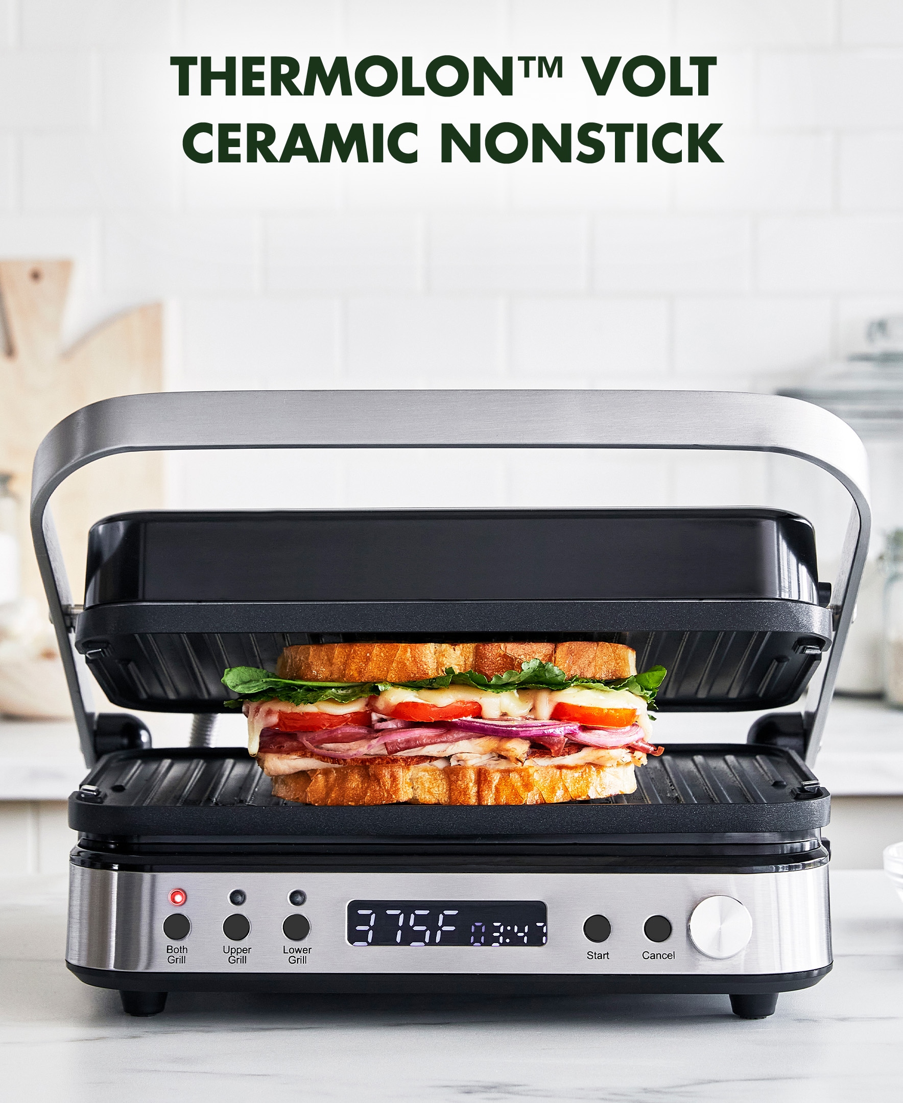 Bene Casa flat grill sandwich maker, cool touch, non-stick, compact, f