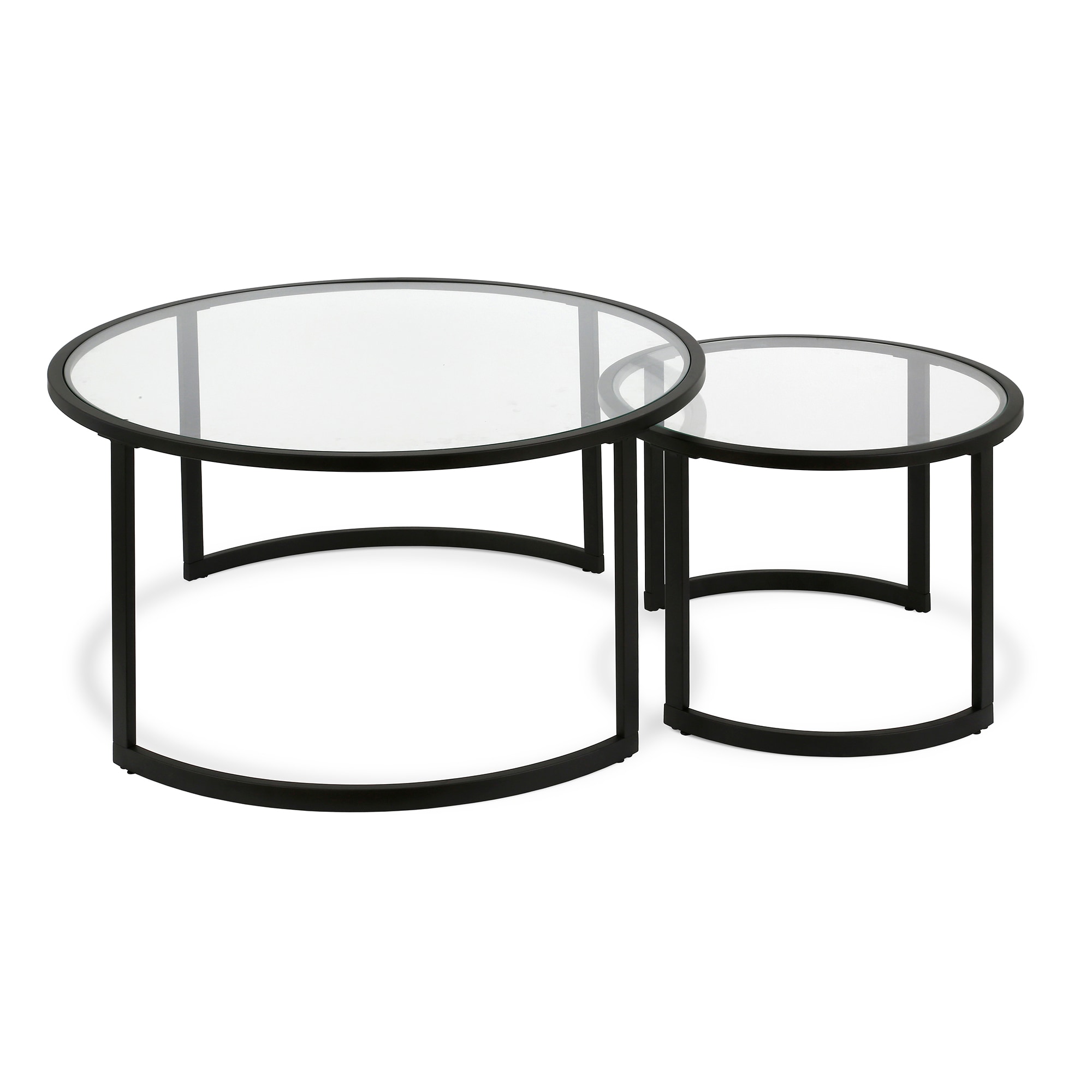 Eclipse 36" Blackened Bronze Metal & Glass Round Nesting Coffee Tables
