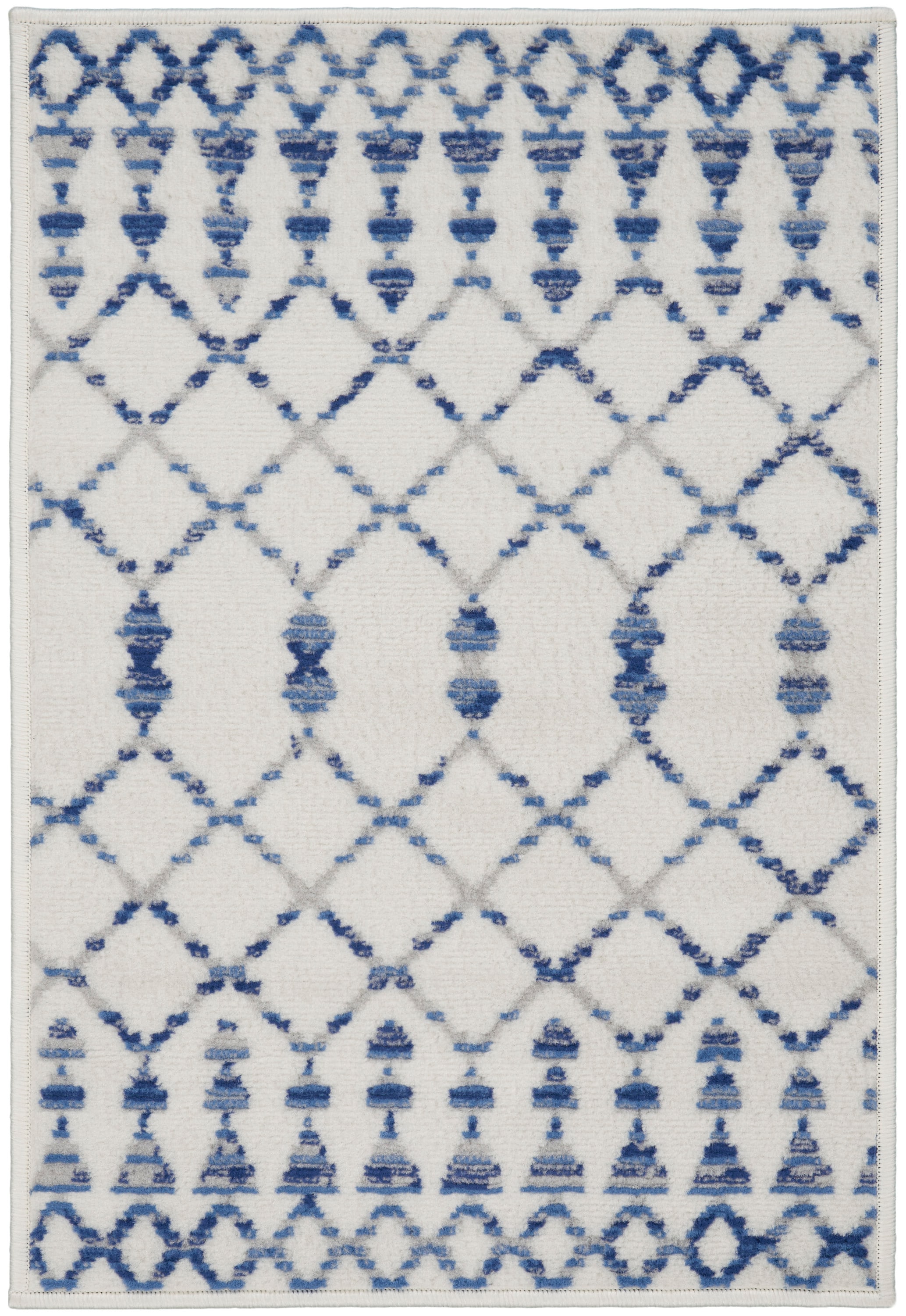 Bohemian Ivory Geometric Flat-Woven Synthetic Area Rug 2' x 3'
