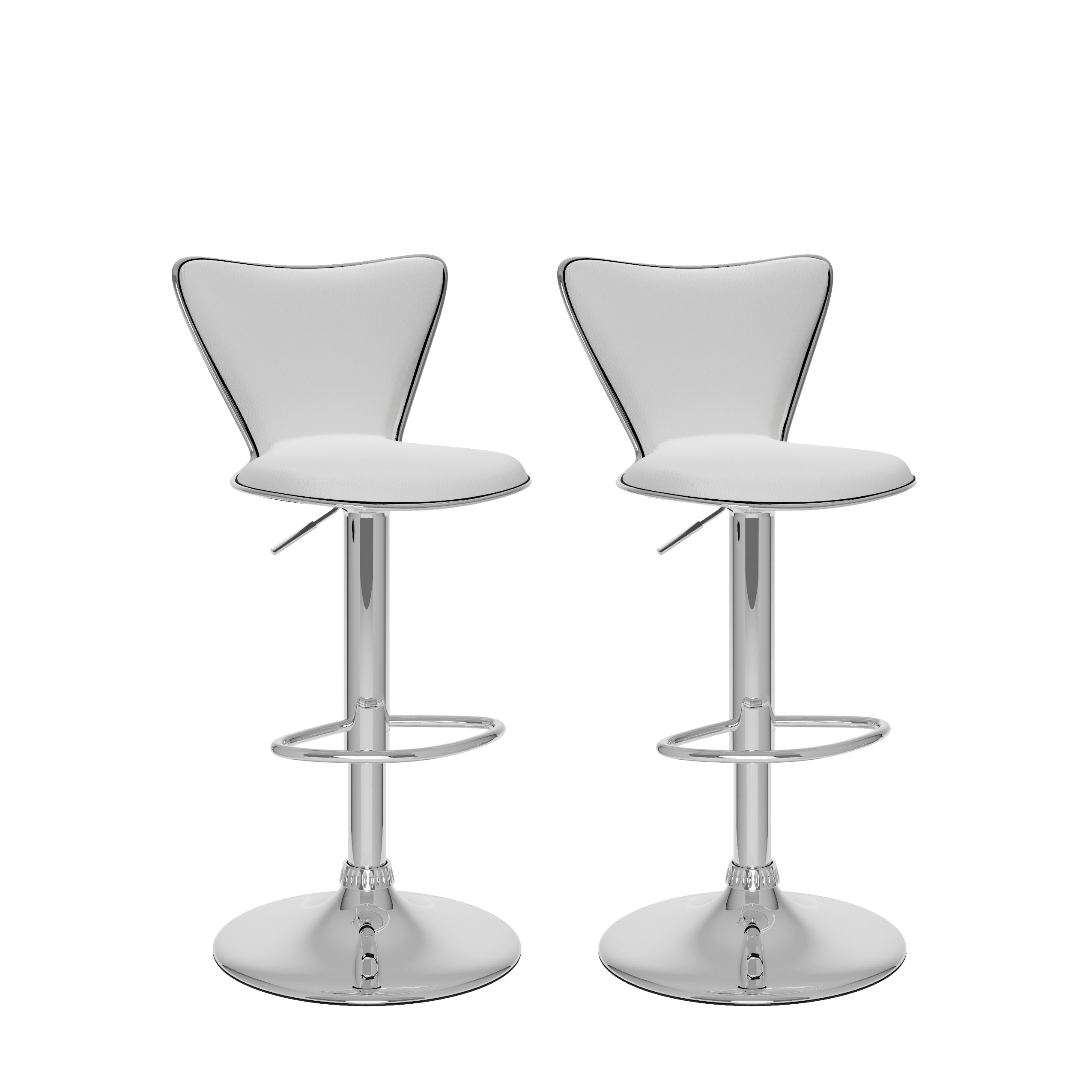 CorLiving DPU-712-B Kayden White 23.75-Inches H Adjustable Height Short Round seat Upholstered Swivel Metal Bar Stool and Back