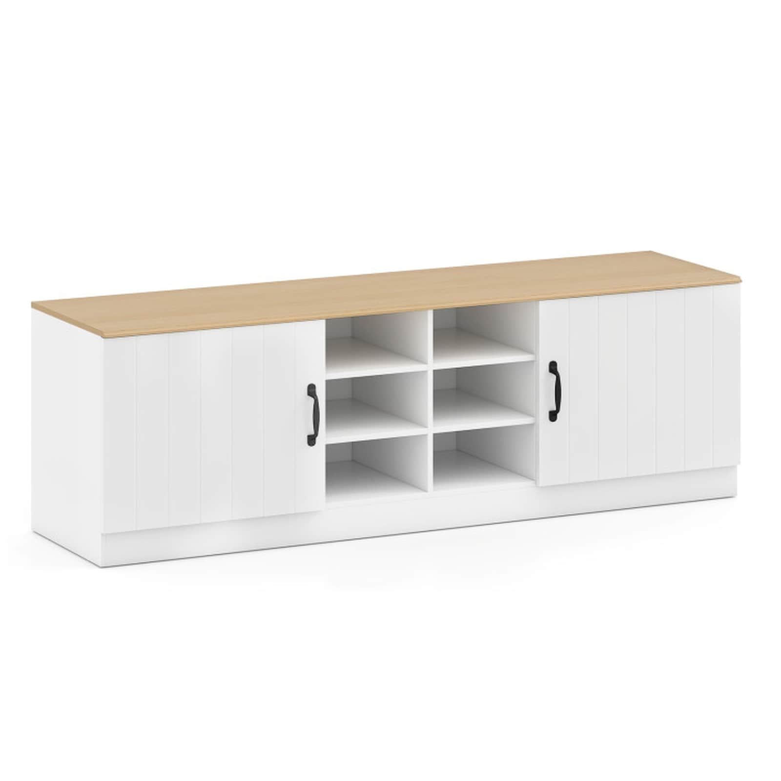 SUGIFT 2-Door Shoe Storage Bench With 3-Level Adjustable Shelves 6 Compartments 300-lb Capacity Shoe Cabinet #LW018SUGHY1829