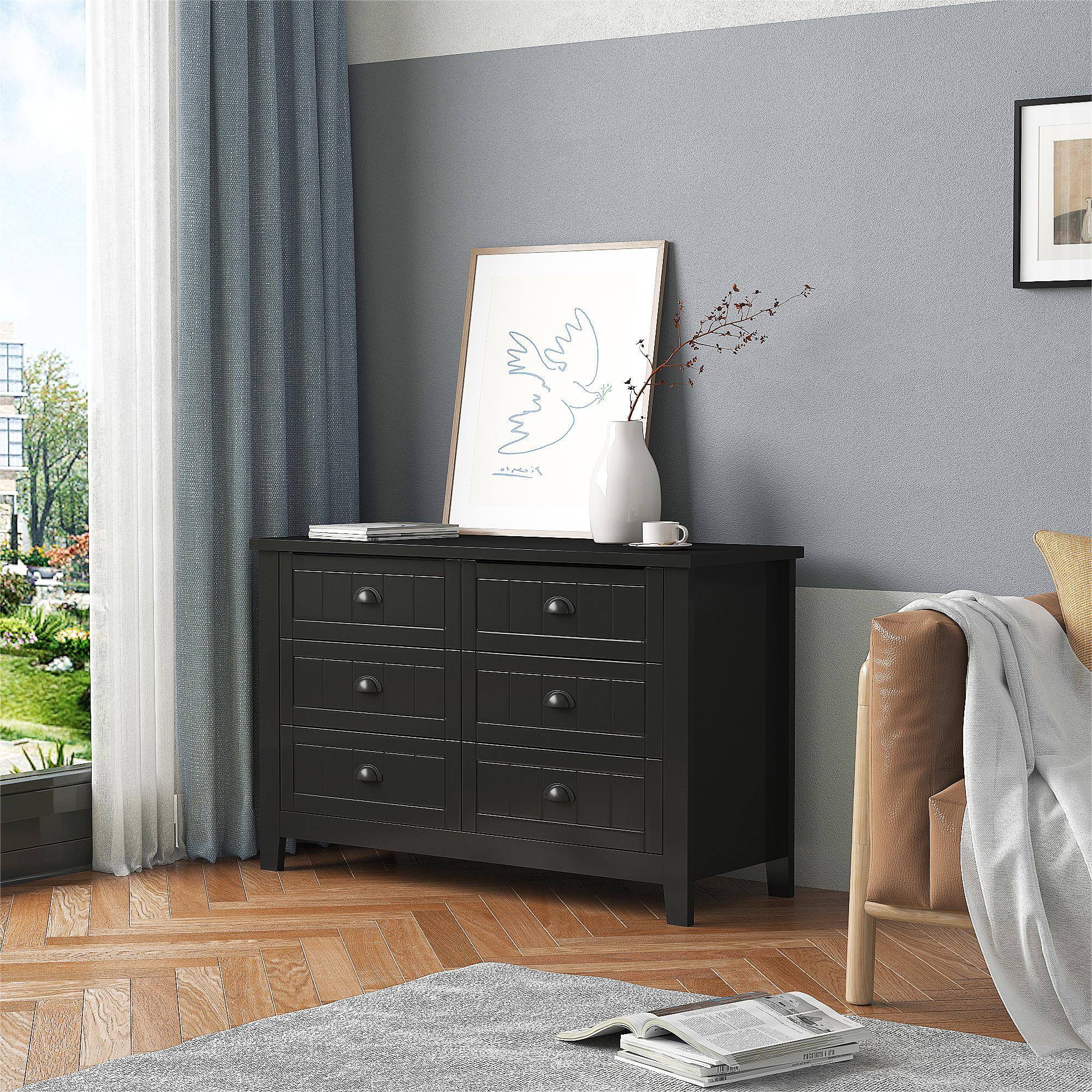 Yiekholo Black Pine 6-Drawer Standard Dresser in the Dressers ...