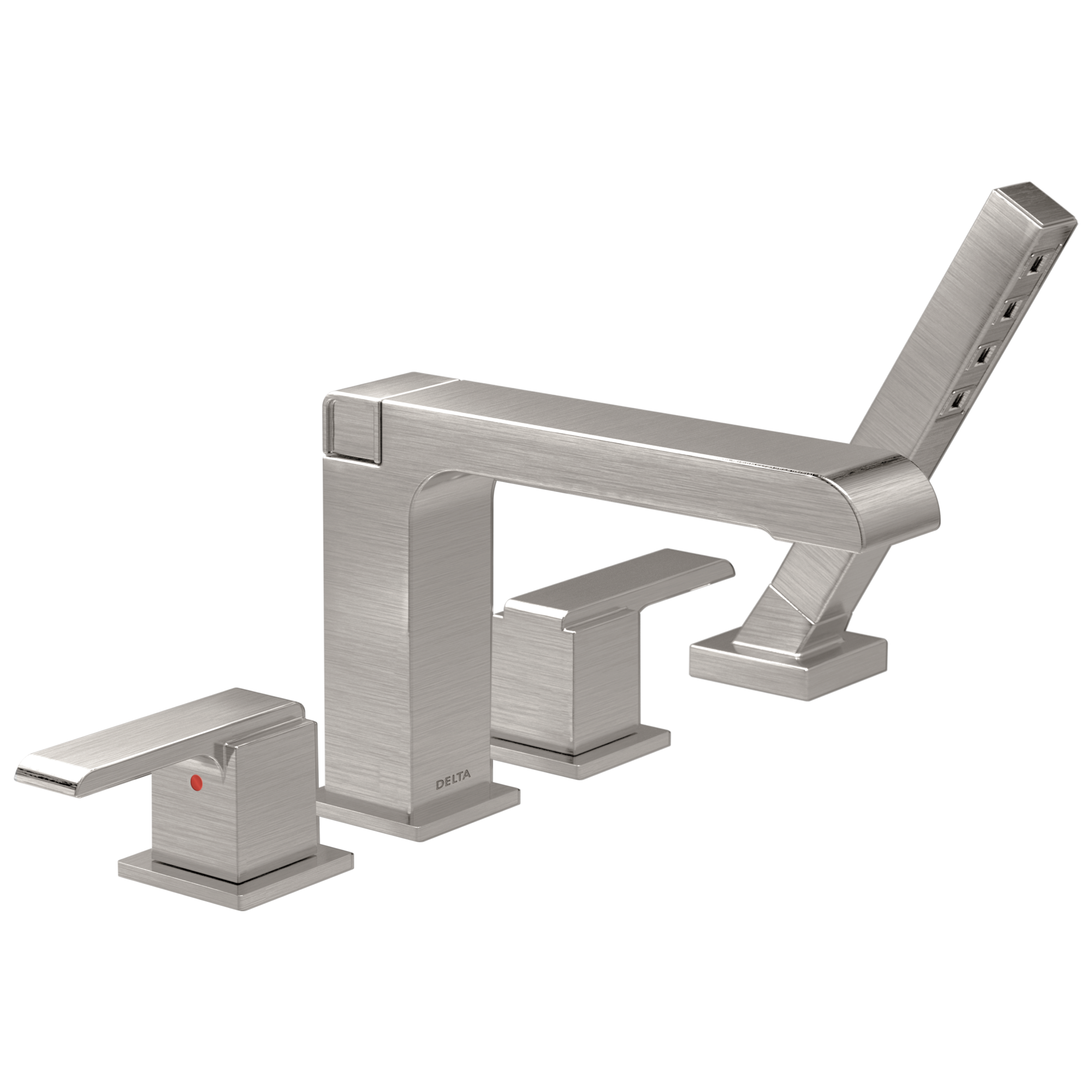 Ara Stainless 2-handle Deck-mount Roman Low-arc Bathtub Faucet with Hand Shower | - Delta T4767-SS