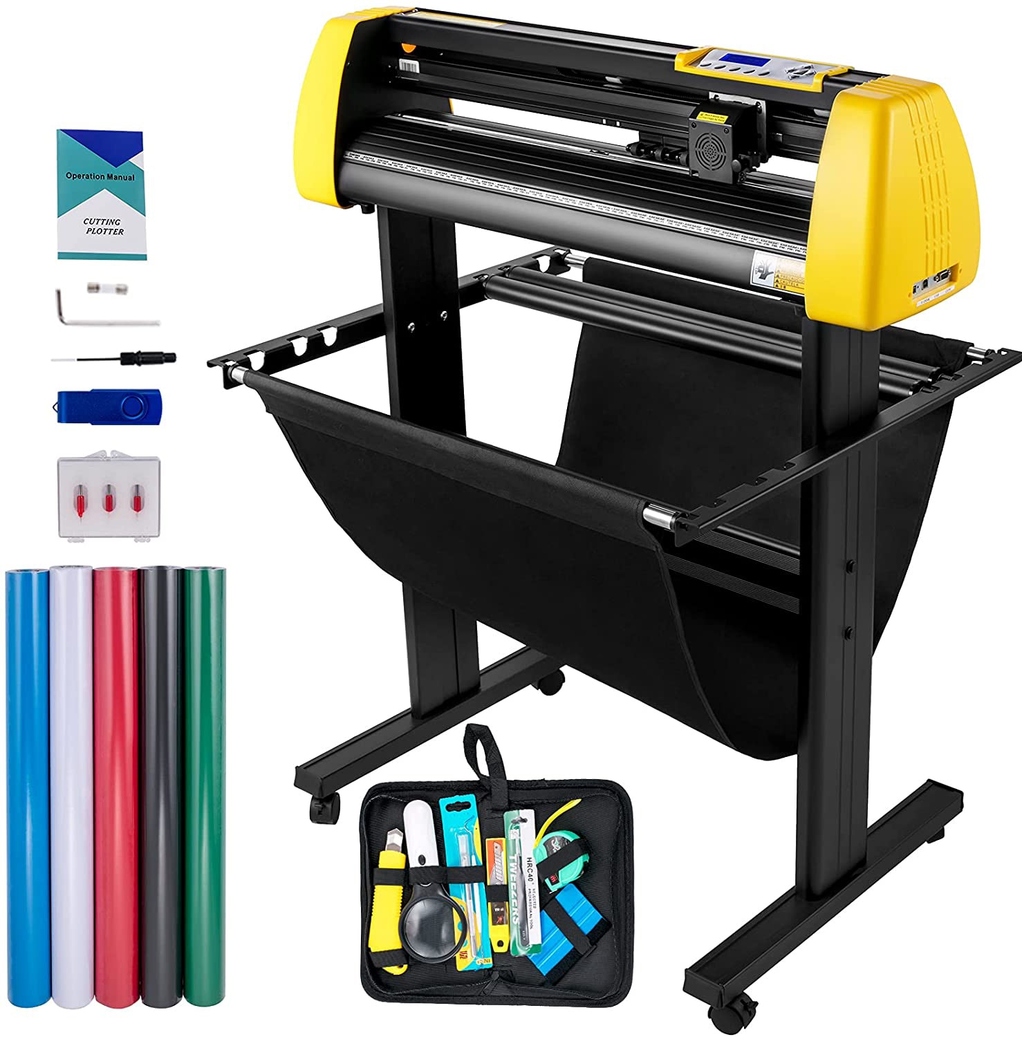 SVOPES SCKZ870MM10101126V1 Vinyl Cutter Machine 34 in / 870 mm Max Paper Feed Cutting Plotter Automatic Camera Contour Cutting LCD Screen Printer with Stand Adjustable Force and Speed for Sign Making Plotter Cutter