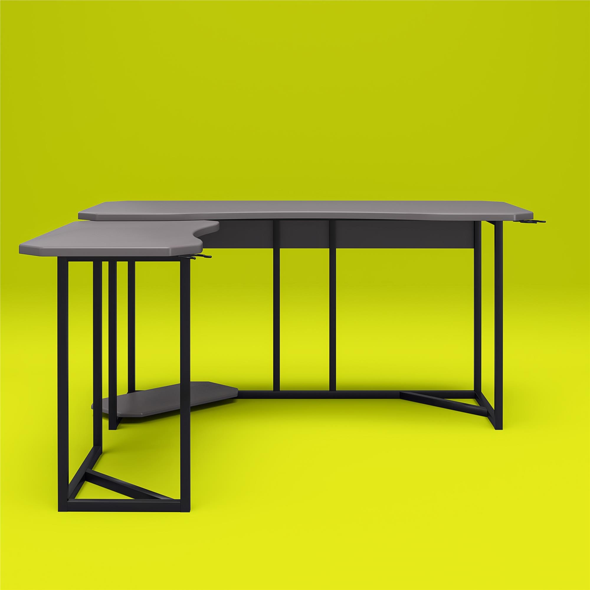 Ntense Quest Reversible L-Shape Gaming Desk with XL CPU Stand in Gray