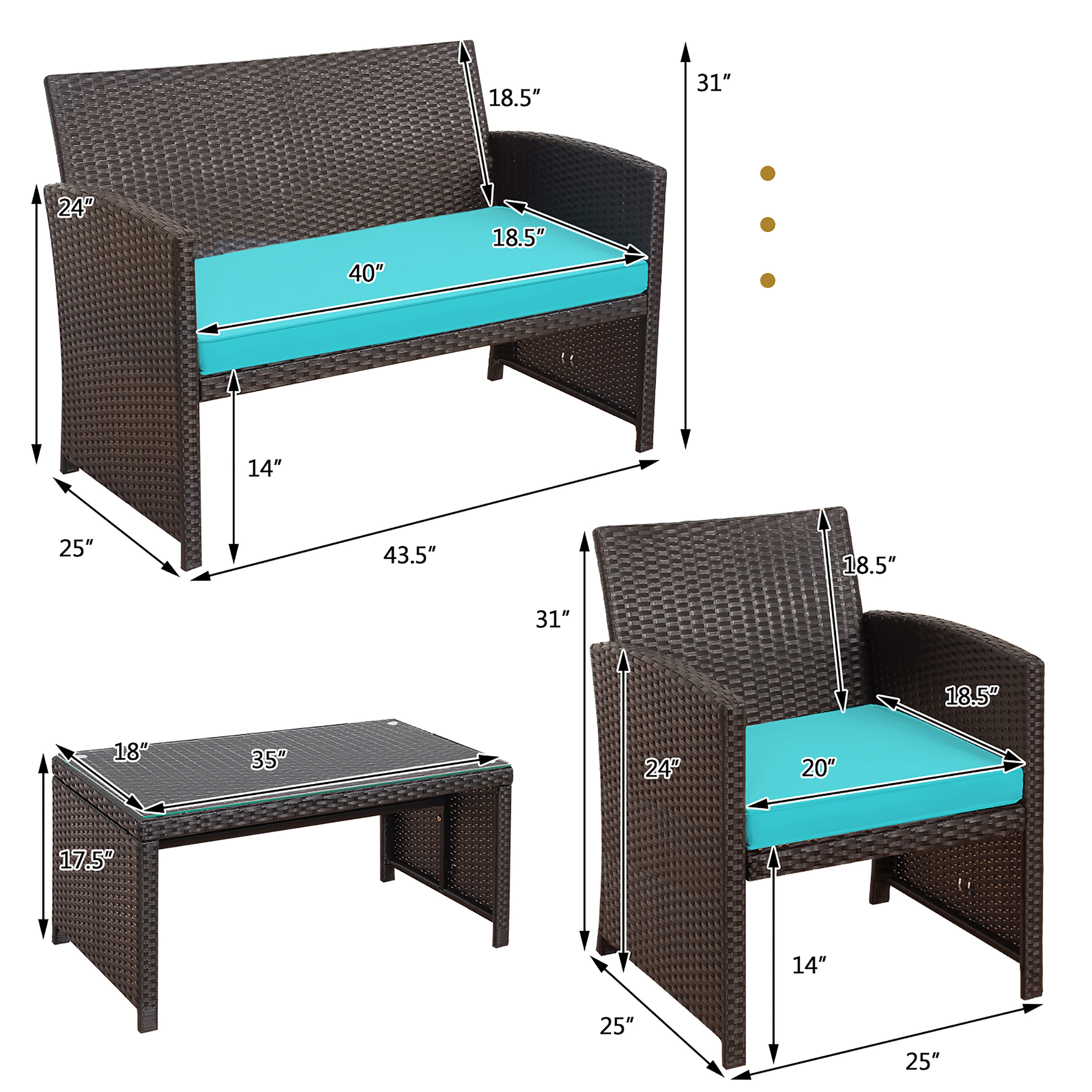 Costway HW67934TU Patio-Conversation-Sets - View #6