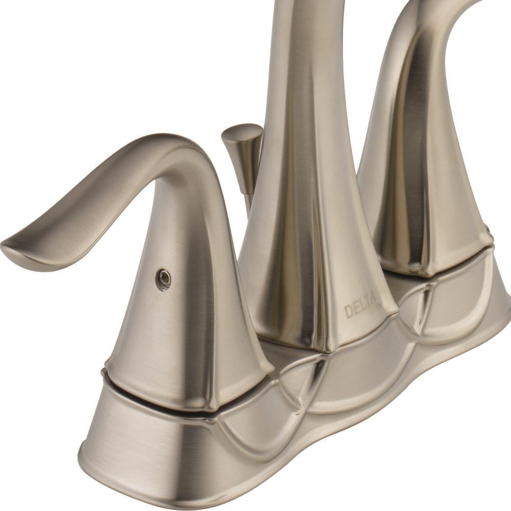 Delta Celice Stainless 2-handle 4-in centerset WaterSense Bathroom Sink  Faucet with Drain with Deck Plate at Lowes.com