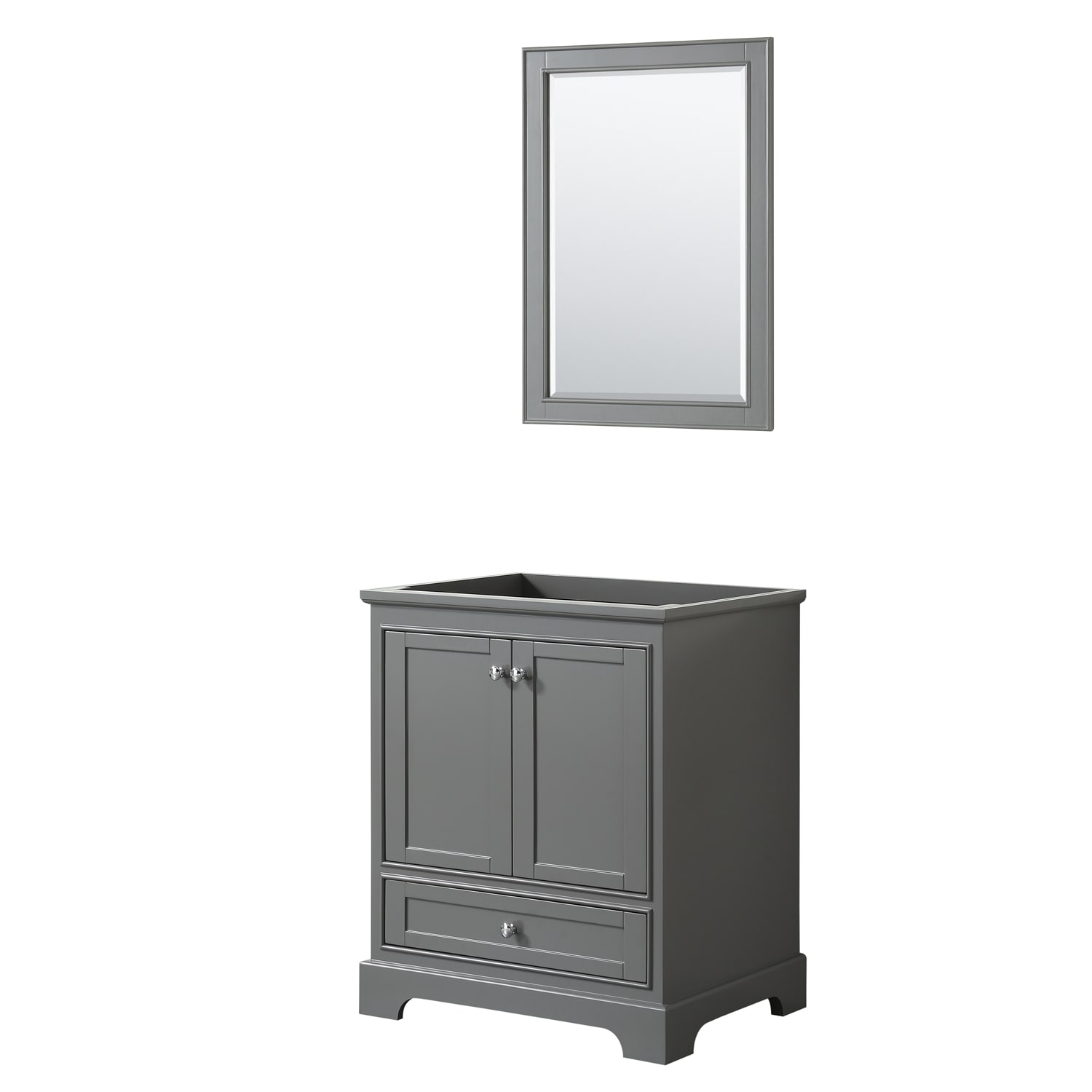 Wyndham Collection WCS202030SKGCXSXXM24 Deborah 30-in Dark Gray with Polished Chrome Trim Bathroom Vanity Base Cabinet without Top (Mirror Included)