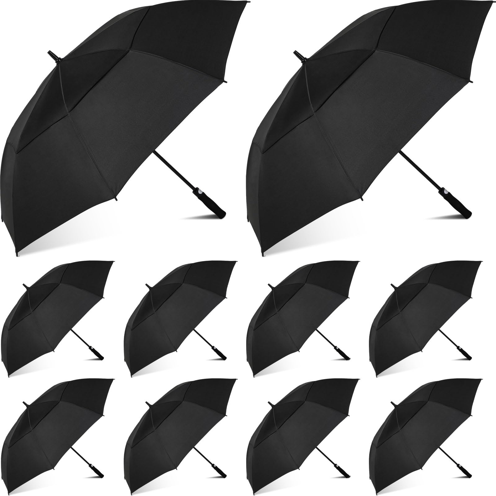 Aoibox  62 in Large Automatic Open Golf Umbrella Double Canopy Windproof Waterproof Heavy Duty 10 Pack for Men Women
