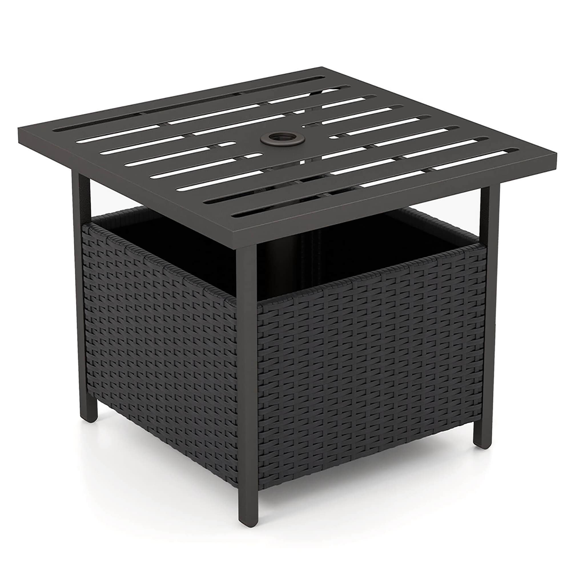 Costway HCST03568 Square Outdoor End 22-in W x 22-in L with Umbrella Hole