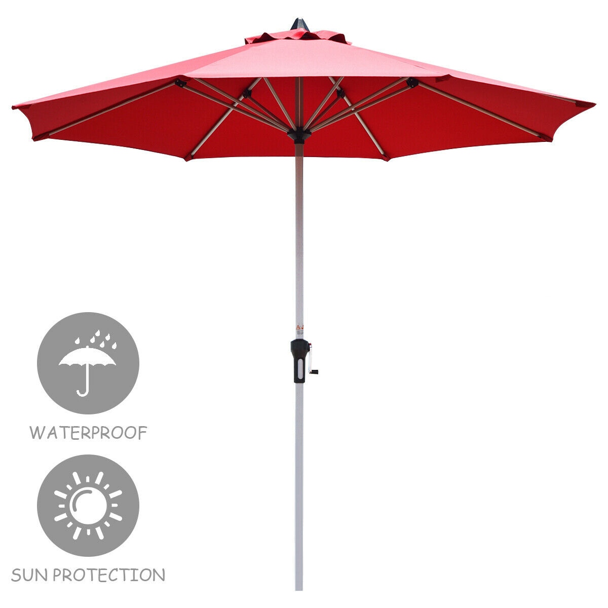 WELLFOR 9ft Aluminum Octagon Crank Market Patio Umbrella in the Patio