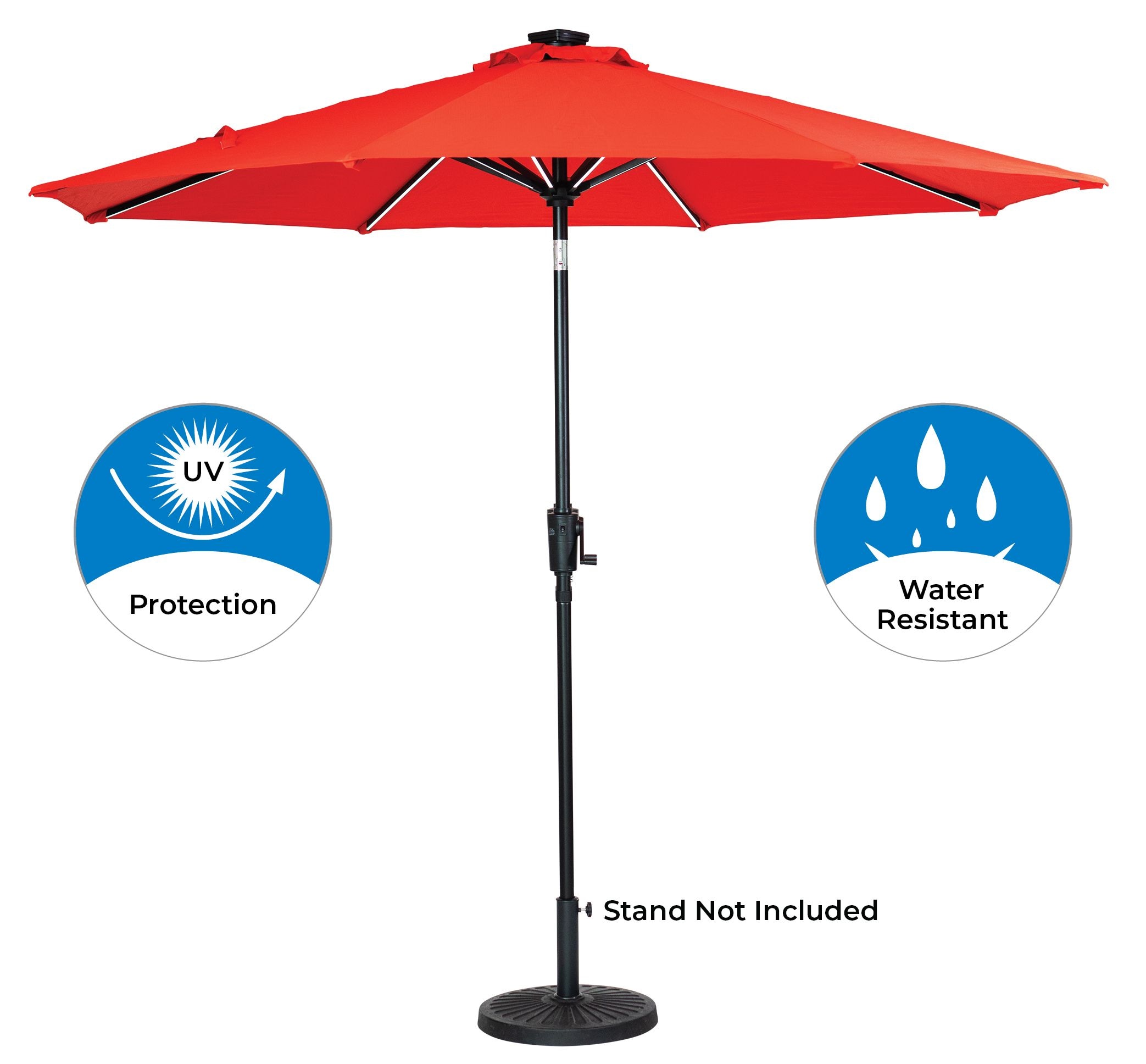 Sun-Ray 8L1028RR 9-ft Aluminum Red Market Patio Umbrella with Lights