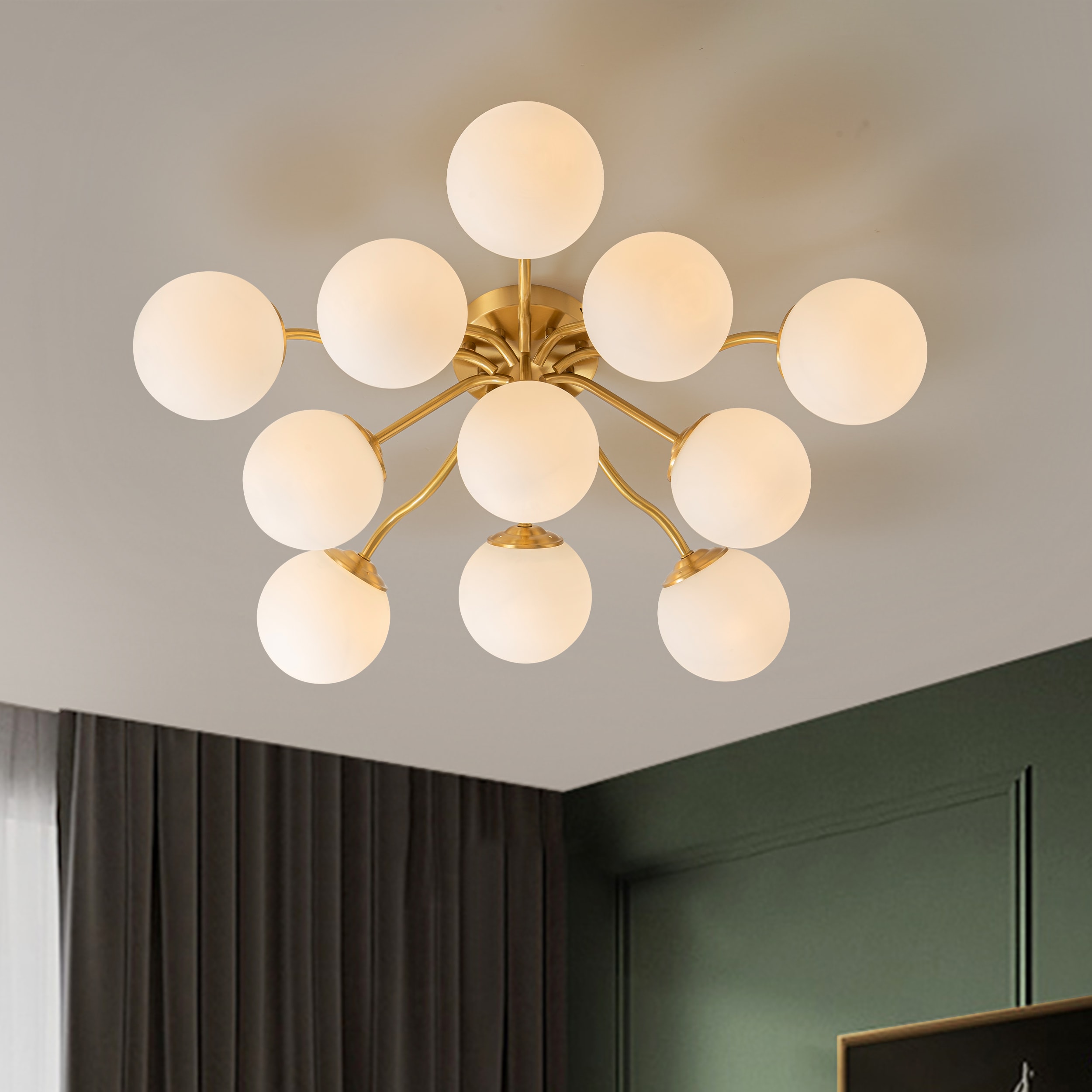 HUOKU PD1057791 Ceder 11 -Light 30.7-in Brushed Brass Semi Flush Mount Light