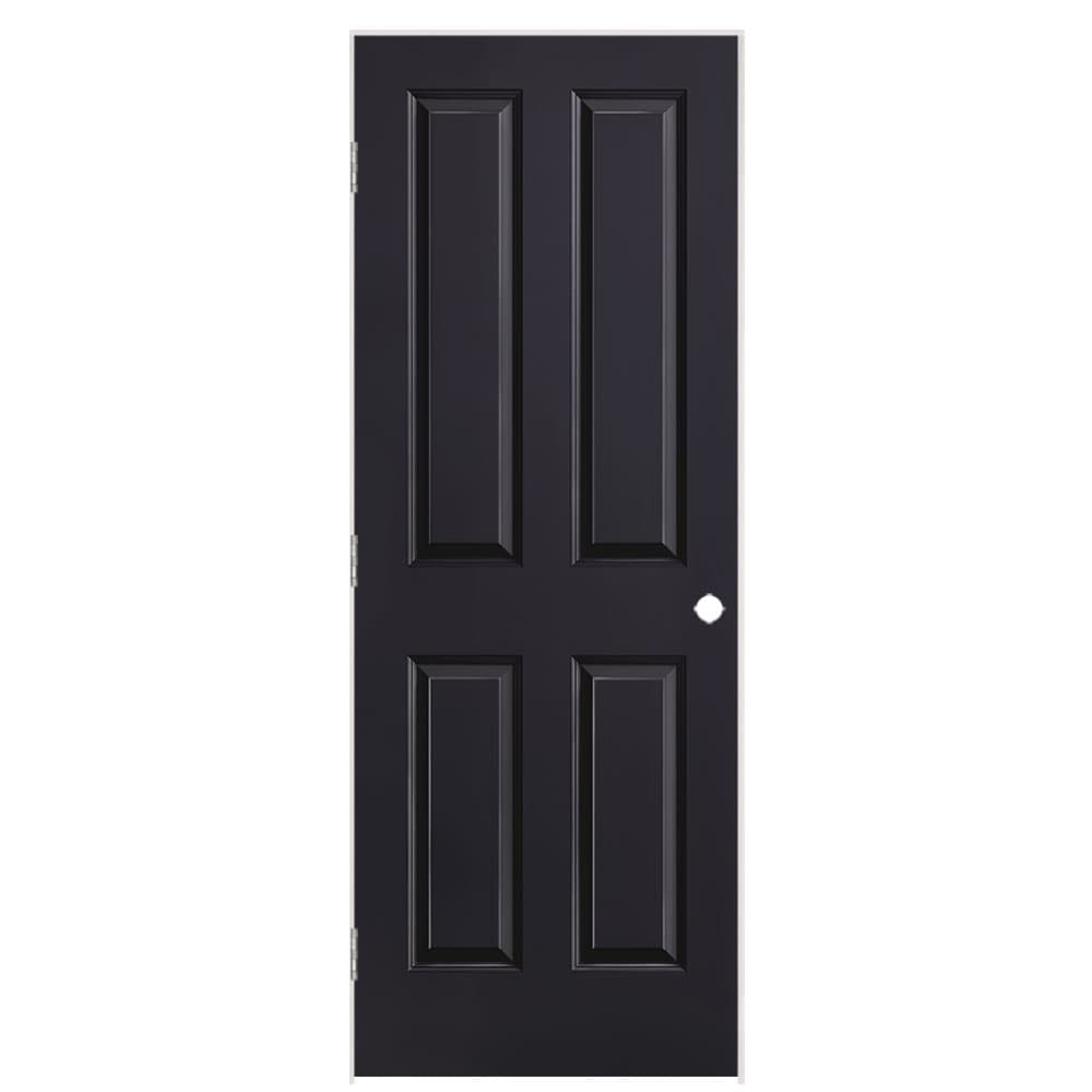 Masonite 1316572 30-in x 80-in Midnight Solid core 4 panel square Right hand Smooth Prefinished Molded composite Flat Jamb Single Prehung Interior Door