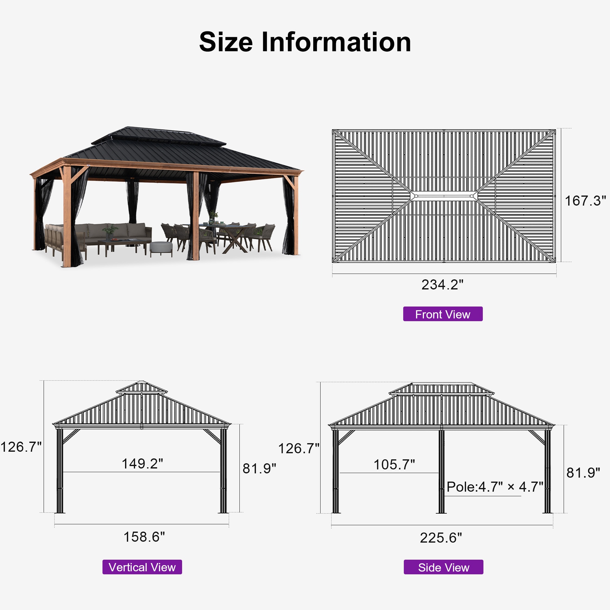 PURPLE LEAF LS06WHTG1420-H Wood-Resin-Gazebos - View #12