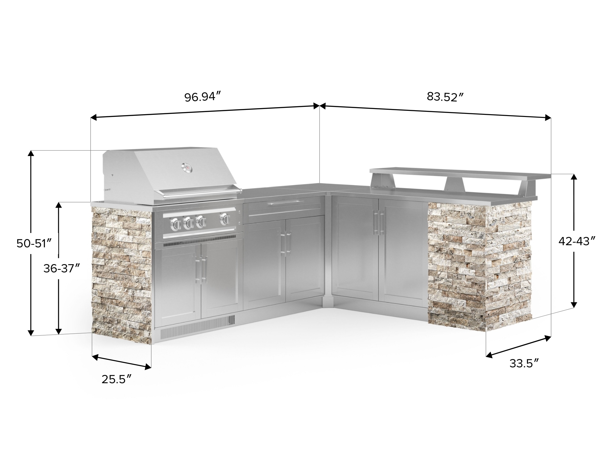 NewAge Products Outdoor Kitchen Signature Series 6 Piece Cabinet Set with  33 in. Natural Gas Platinum Grill