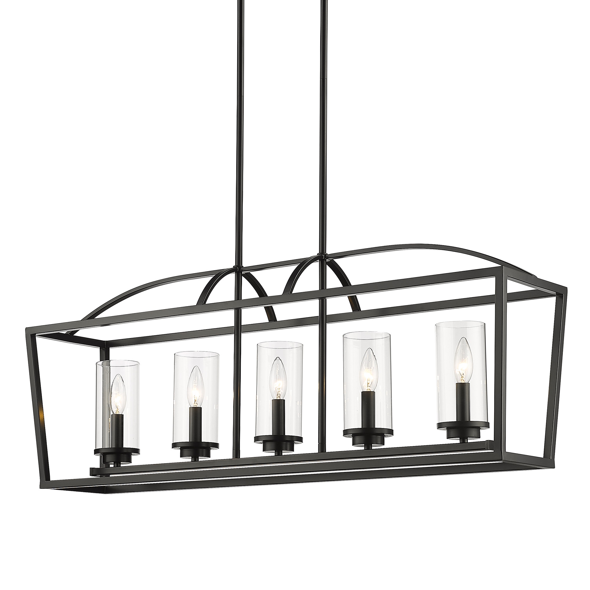 Mercer Matte Black and Clear Glass 5-Light Linear Pendant