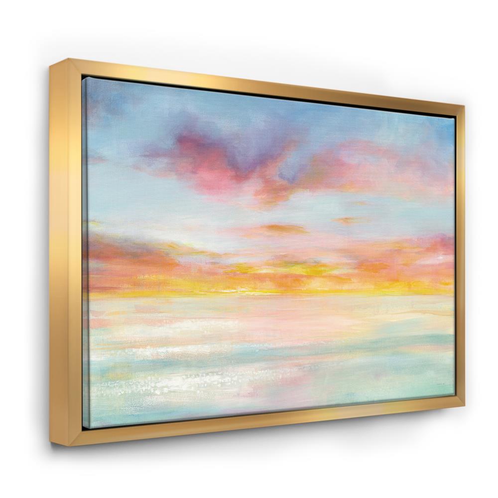 Designart FL30115-46-36-GD Gold Wood Floater frame 36-Inches H x 46-Inches W Coastal Canvas Print