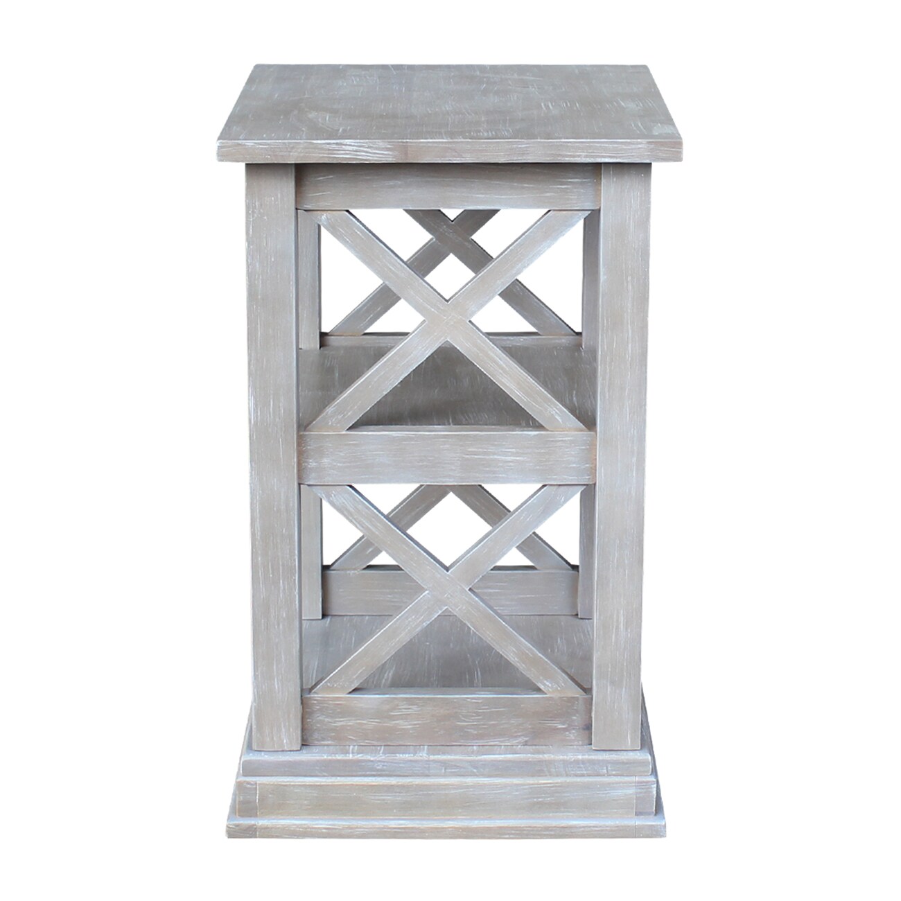 Transitional Solid Wood Square Accent Table in Brown