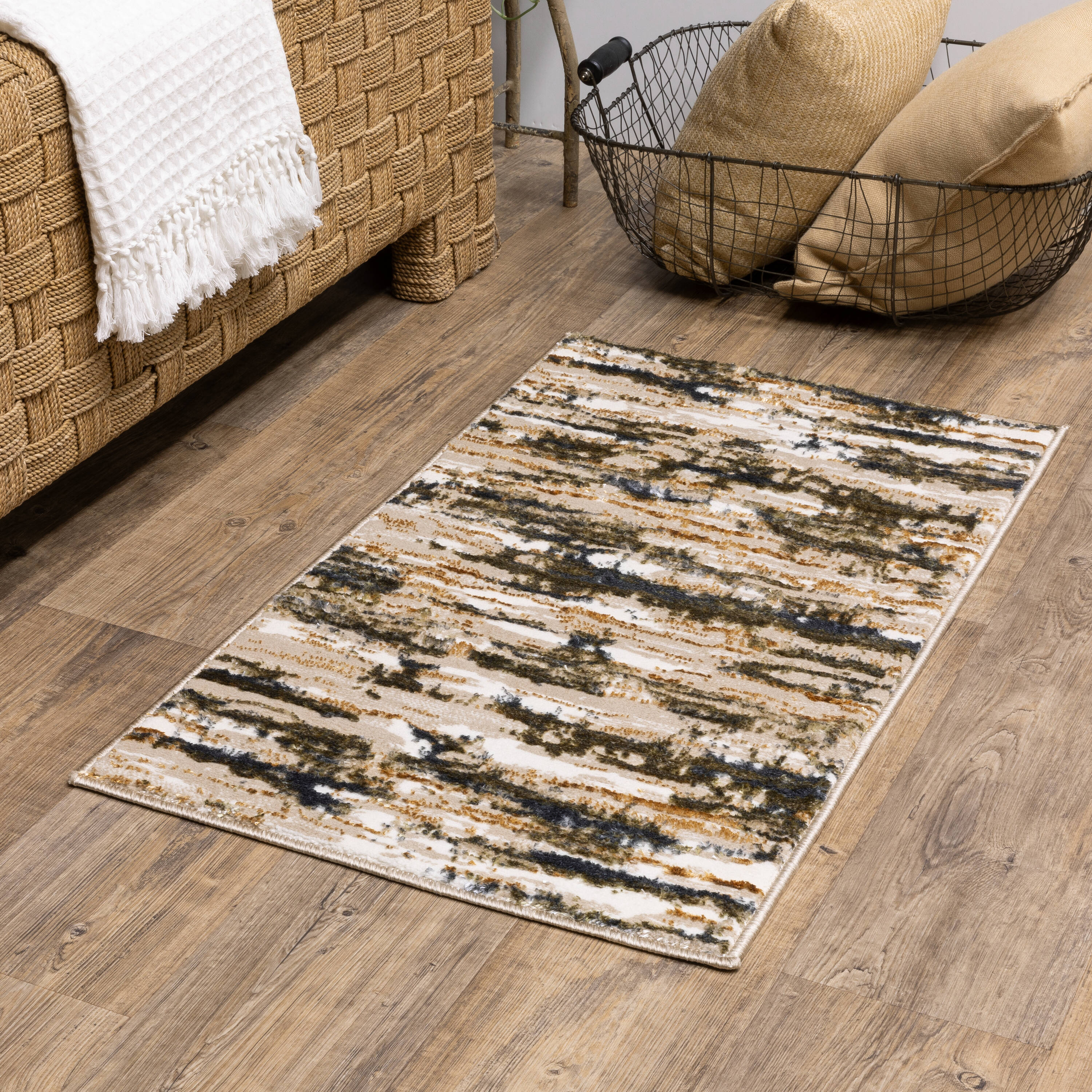 Origin 21 KKIM012L Triad Tranquility 2 x 3 (ft) Loomed Polyester Gold Rectangular Indoor Abstract Global Throw rug