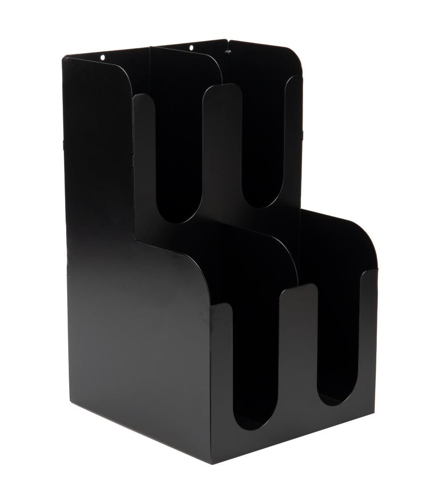 Mind Reader 2LAYER4-BKRY  4 Compartment Dual-level Holder, Multi-section 2 Tier Organizer For Stacked Hot or Cold Disposable Cups, Lids, Condiments, Stainless Steel, Black