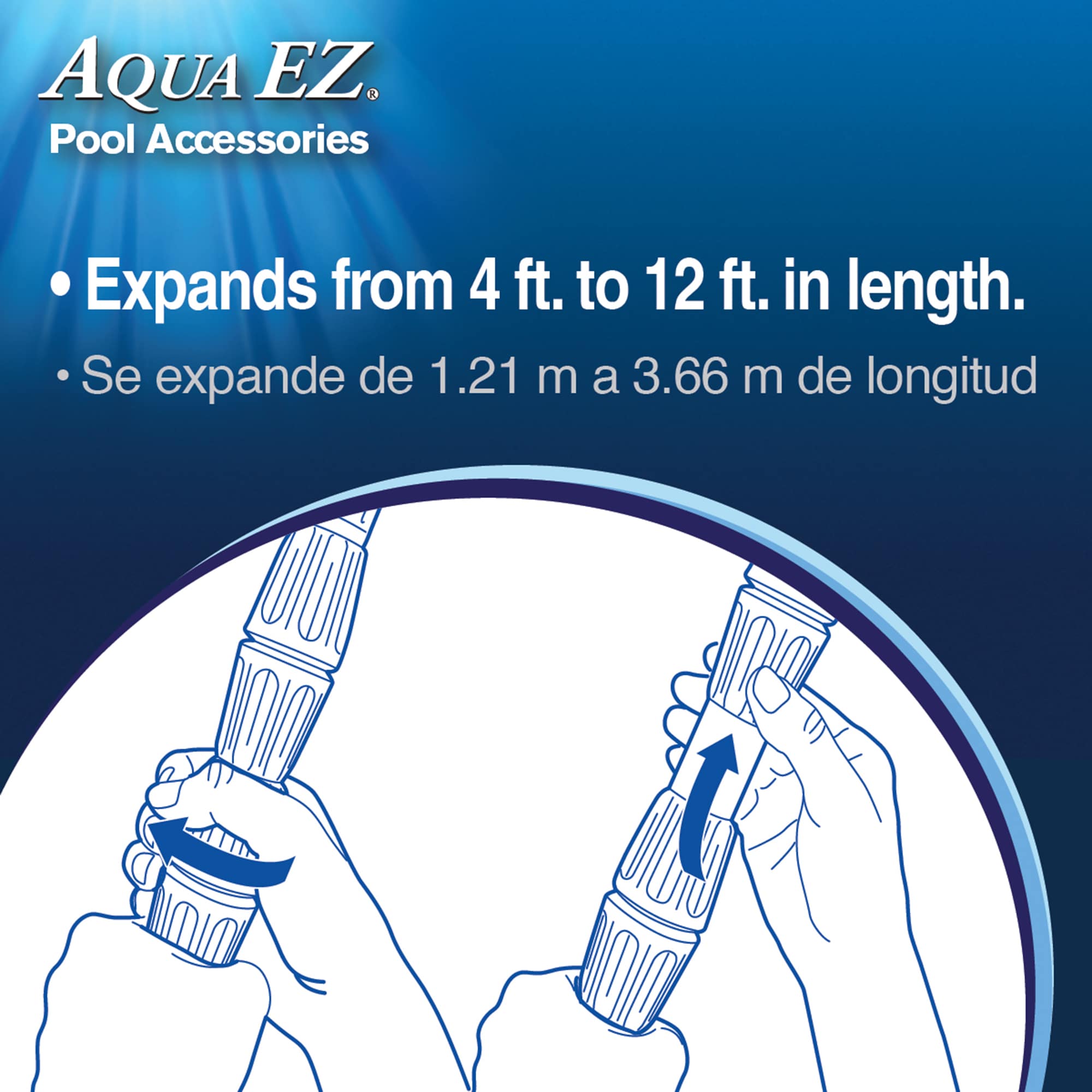 Aqua EZ 3-piece telescopic 12 ft Aluminum Pool Pole in the Pool