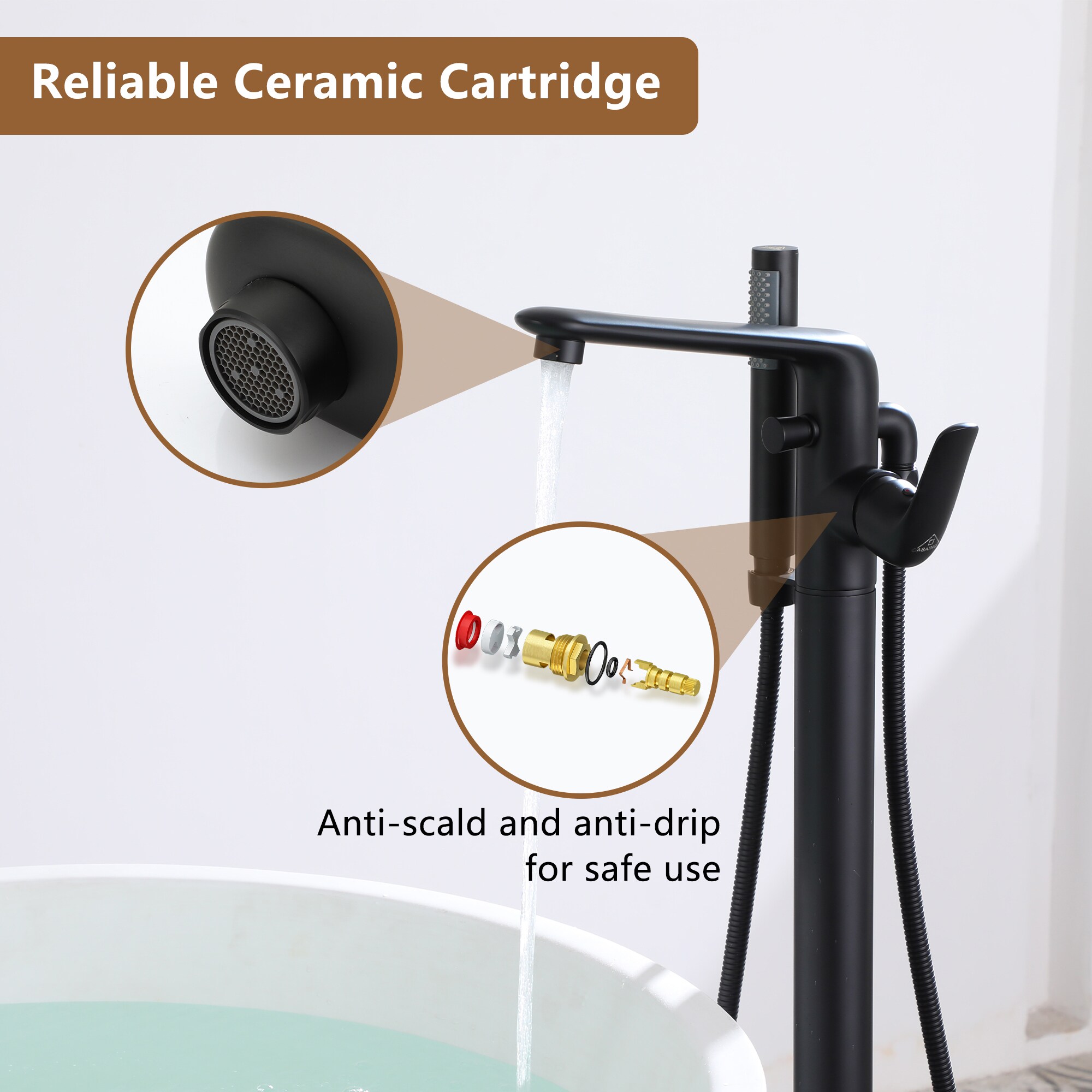 CASAINC TC08-MB Roman-Tub-Faucets - View #6