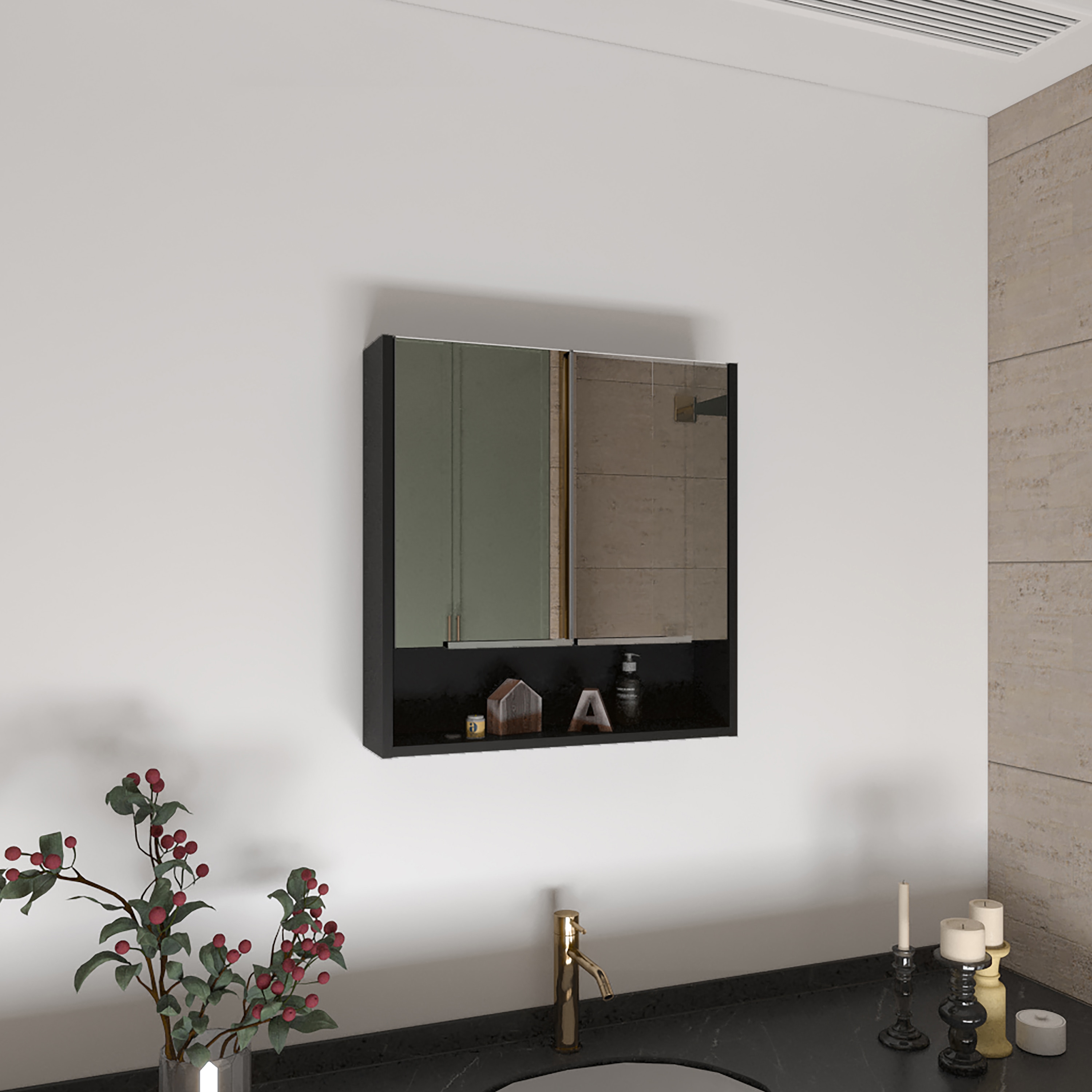 FAVSH 24in Medicine Cabinet With Mirror One Shelf