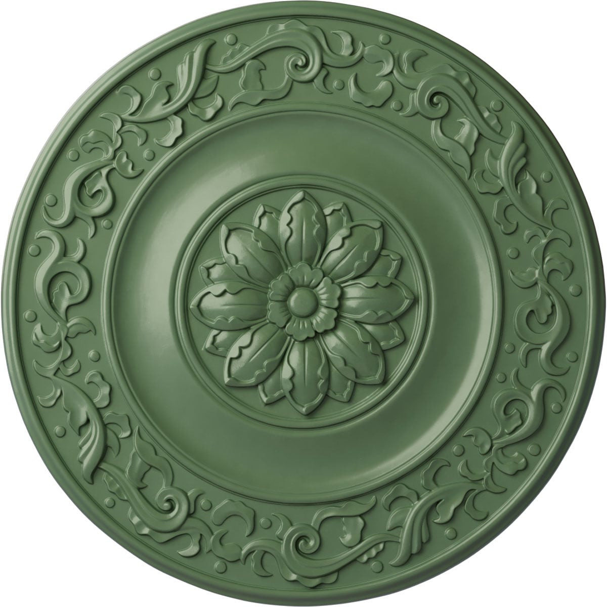 Ekena Millwork CM47MIAGF Milan 51-in W x 51-in L Painted Athenian Green Polyurethane Whole Ceiling Medallion