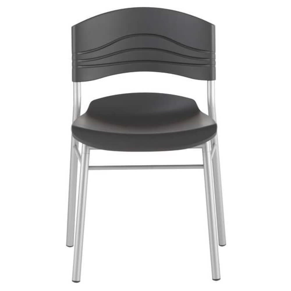 Iceberg CafeWorks Chair Graphite Seat and Back Silver Frame 18 in Seat Height 2 PK
