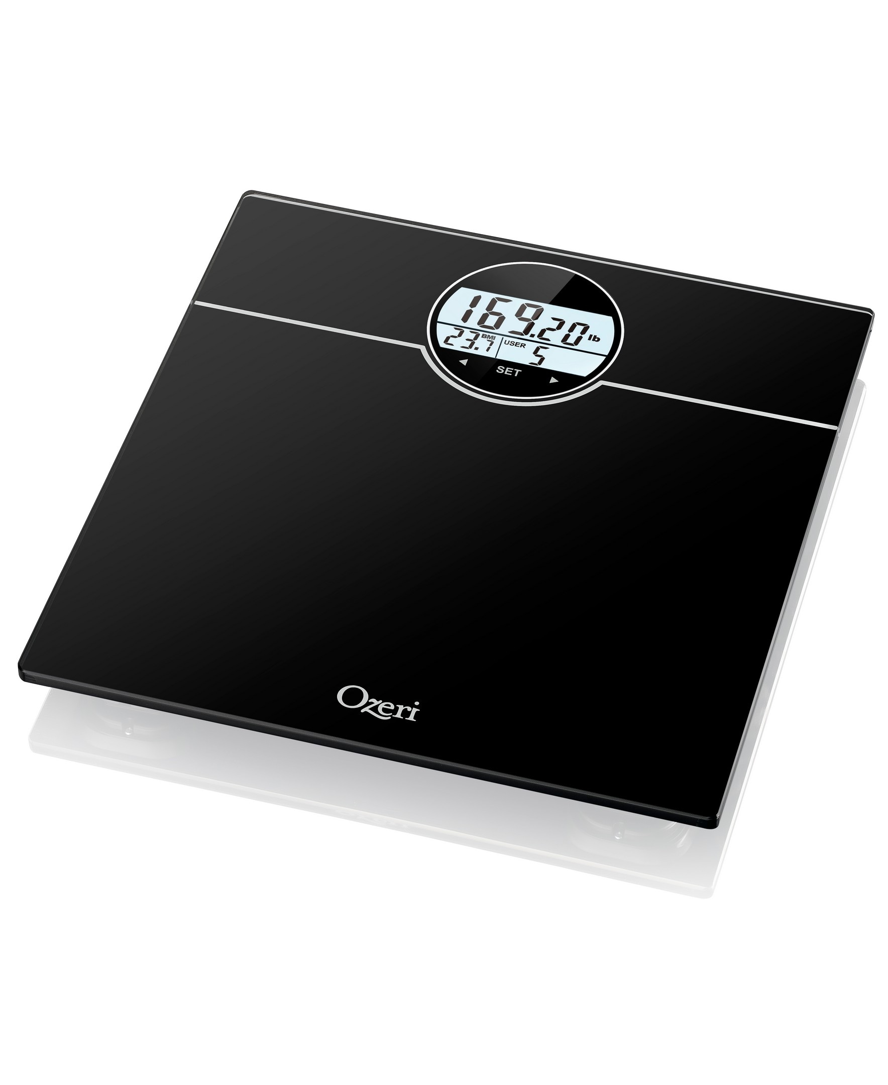 Escali B180SB Square Bath Scale,400lb Capacity, Sleek and Slim Profile,  Extra Large Digital LCD Display, Black 