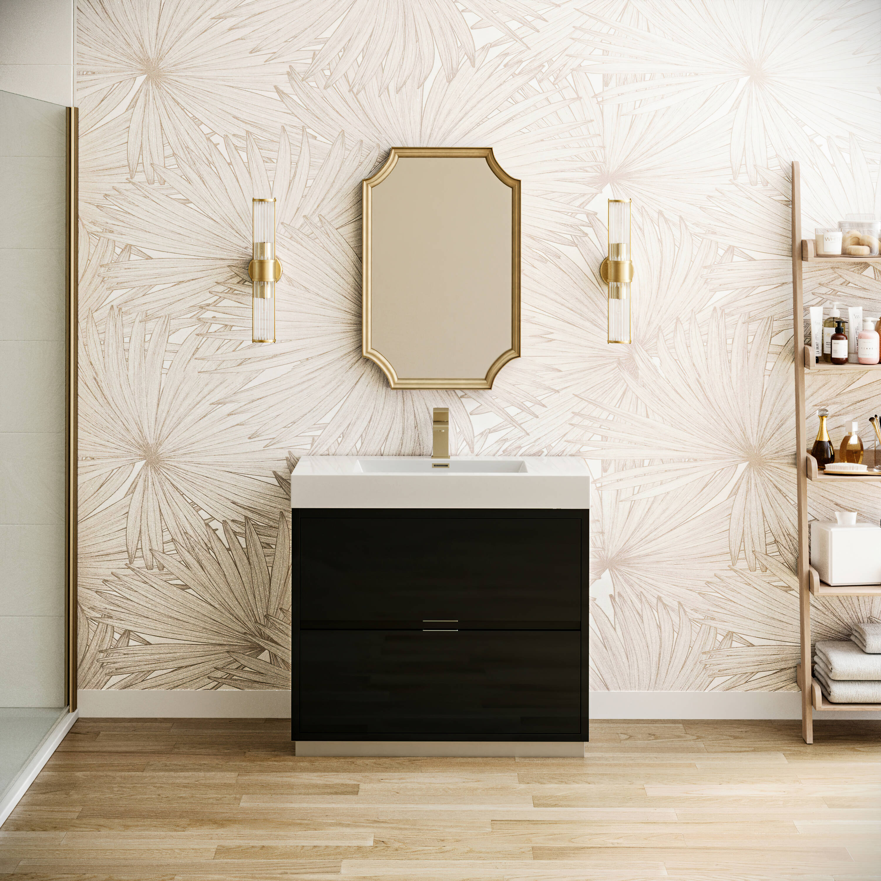 Fresca FCB8436GG-I Valencia 36-in Dark Slate Gray Single sink Bathroom Vanity with White Acrylic Top