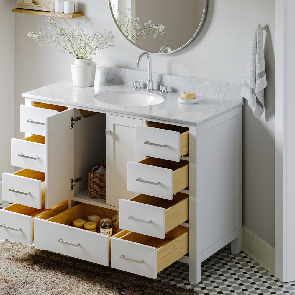 ARIEL Cambridge 48-in White Bathroom Vanity Base Cabinet without Top in ...