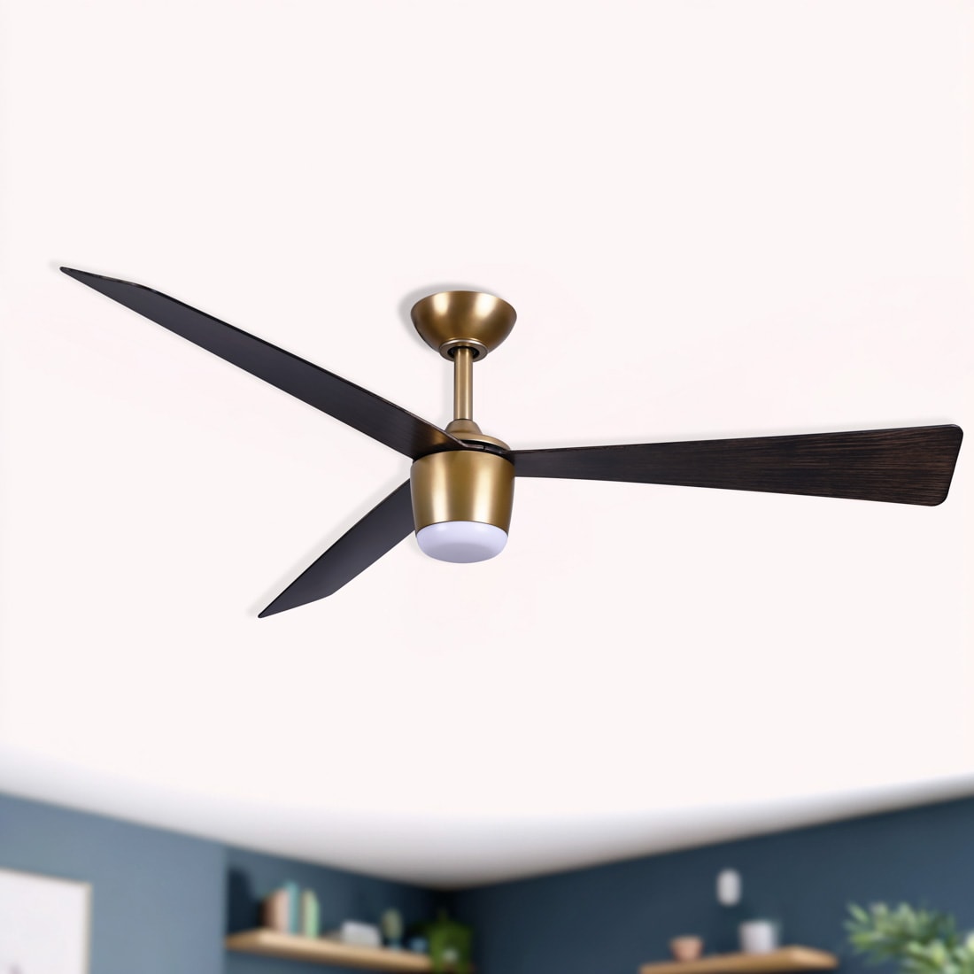Minka Aire Elavan 52-in Legacy Brass with Dark Oak Blades LED